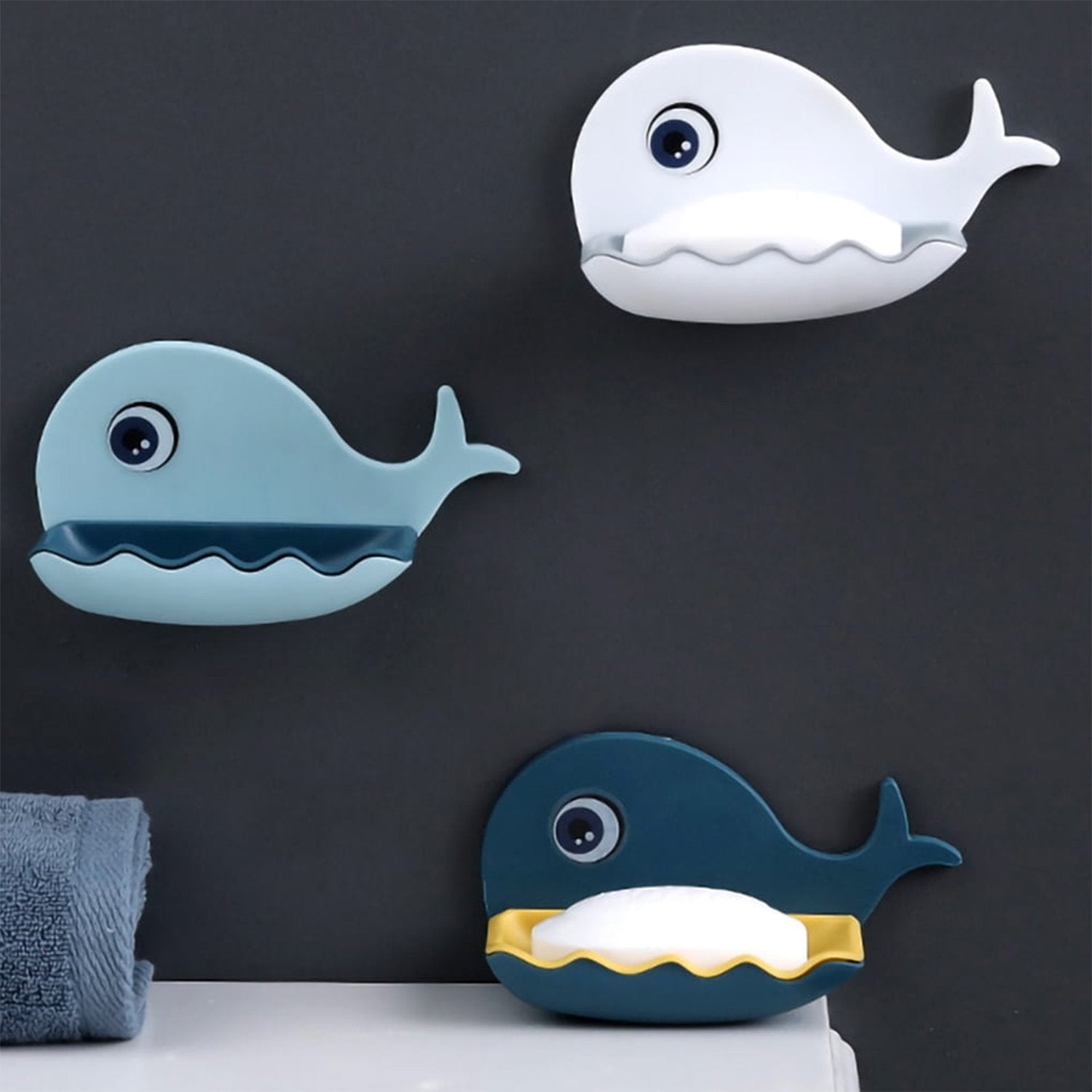 4747 Fish Shape Soap Dish Adhesive Waterproof Wall Mounted Bar Soap Dish Holder (Pack of 2Pc)