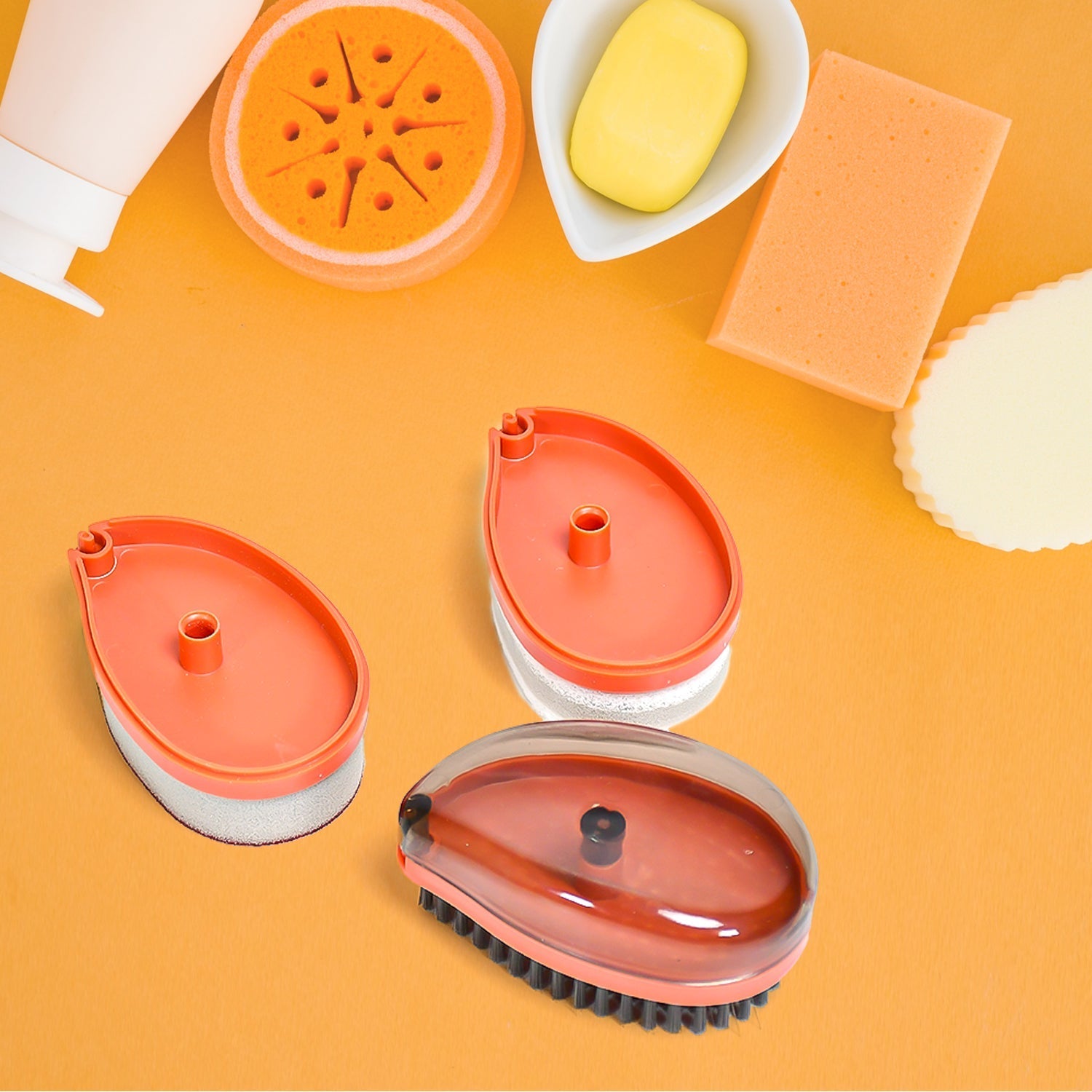 4030 Plastic Wet and Dry Brush for home (Multicolor, 3 Units)