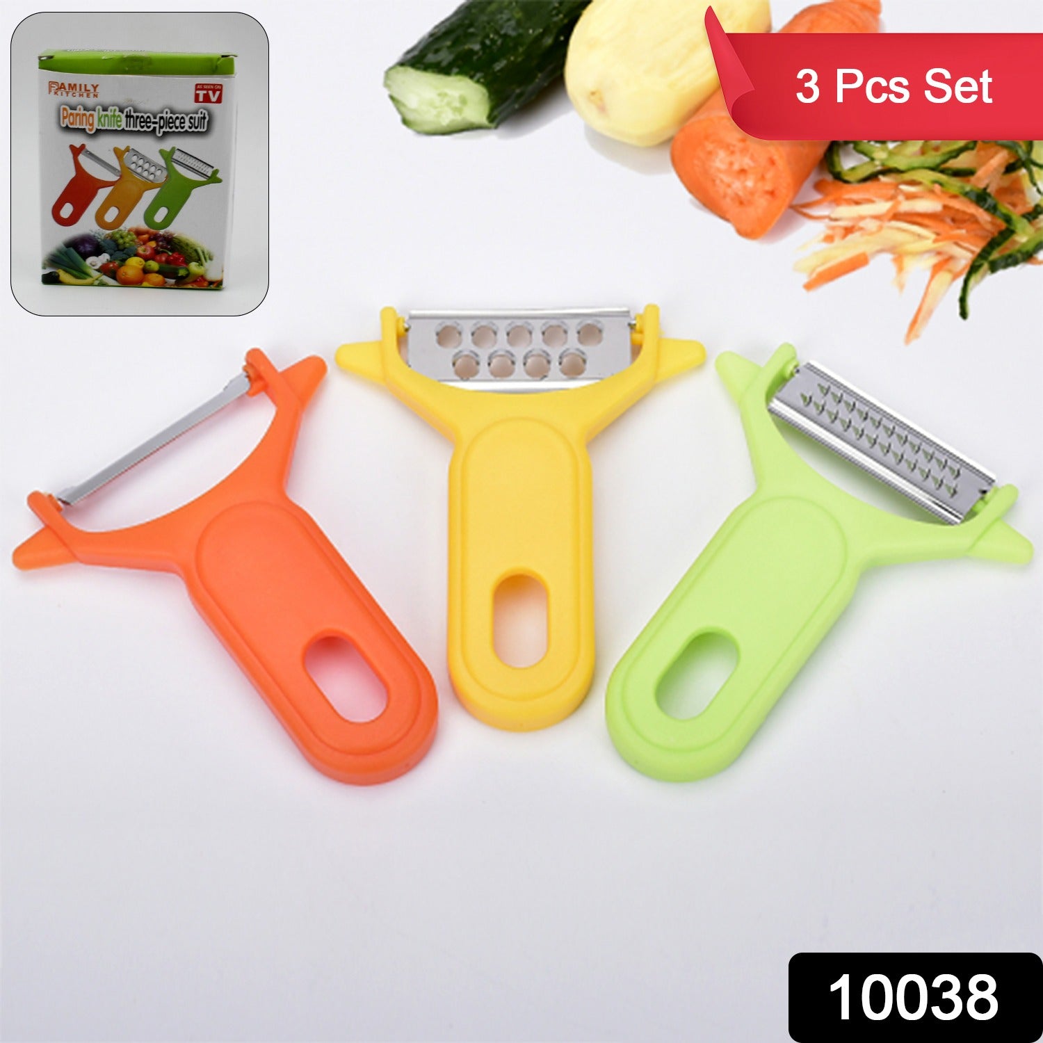 10038 Peeler Slicers Shredders for Fruits and Vegetables, Cutter, Grater Kitchen Helper, Potato Fruits Peeler, Stainless Steel Sharp Blade with Non-Slip Handle (3 Pcs Set)