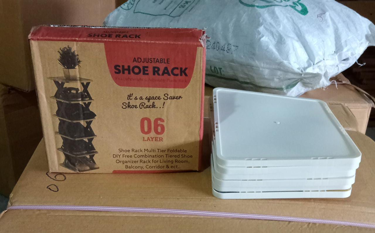 9054A 6 LAYER SHOE RACK DESIGN LIGHTWEIGHT ADJUSTABLE PLASTIC FOLDABLE SHOE CABINET STORAGE PORTABLE FOLDING SPACE SAVING SHOE ORGANIZER HOME AND OFFICE