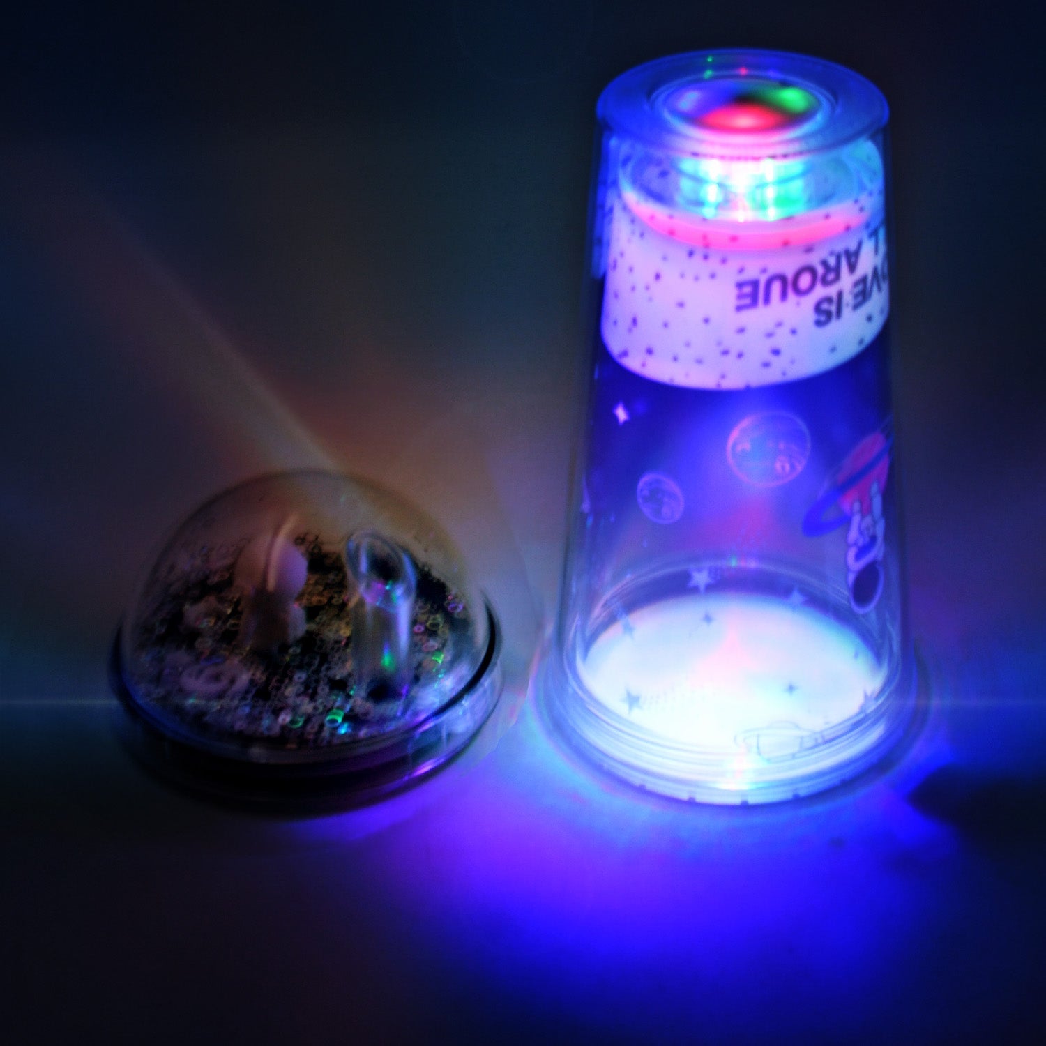 6883B LED Glow Light, Design Printed Insulated Double Wall Plastic Tumbler Cups With Straws 13oz Theming Astronaut in Space Travel Tumbler Freezer Mug Drinking Cups for Boys and Girls School/Tuition/Gym/ Picnic (Pack Of 1)