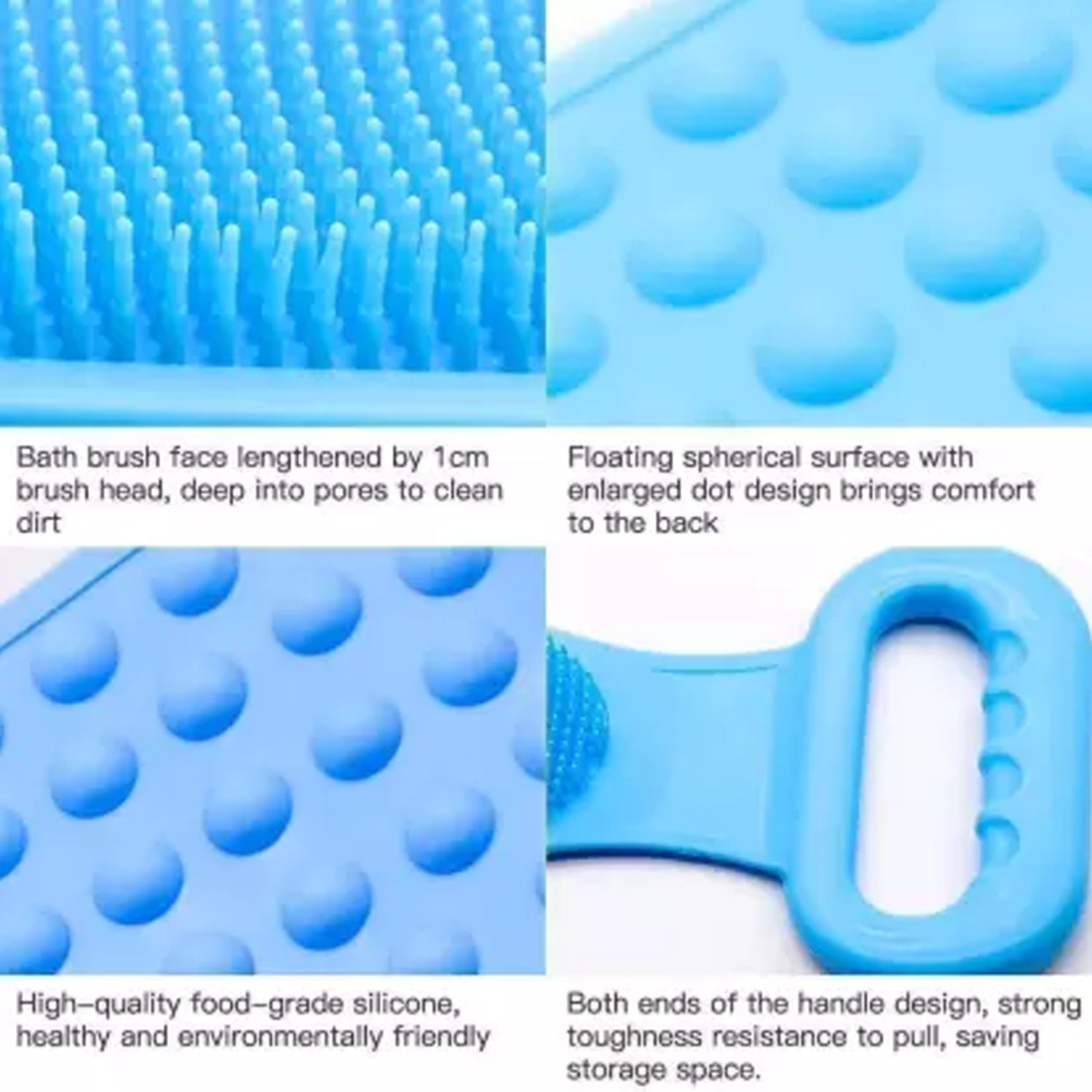 6637 Silicone Body Back Scrubber, Double Side Bathing Brush for Skin Deep Cleaning Massage.