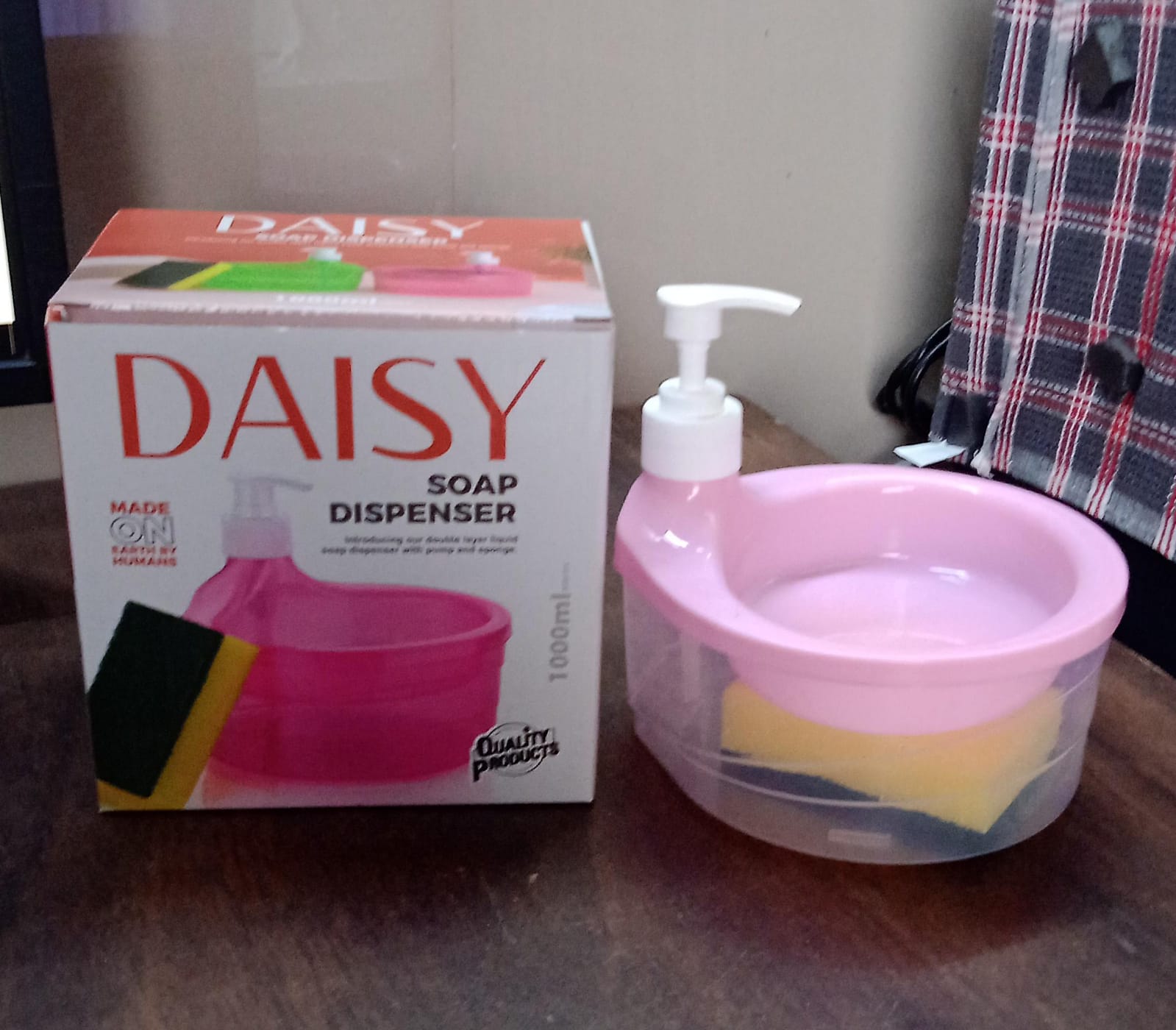 12589 Double Layer Liquid soap Dispenser with Pump and Sponge, Practical for Hotel Sink Clear, Soap Dispensing Liquid Pump Bottle for Home, Kitchen Rectangle ( 2 in 1 )