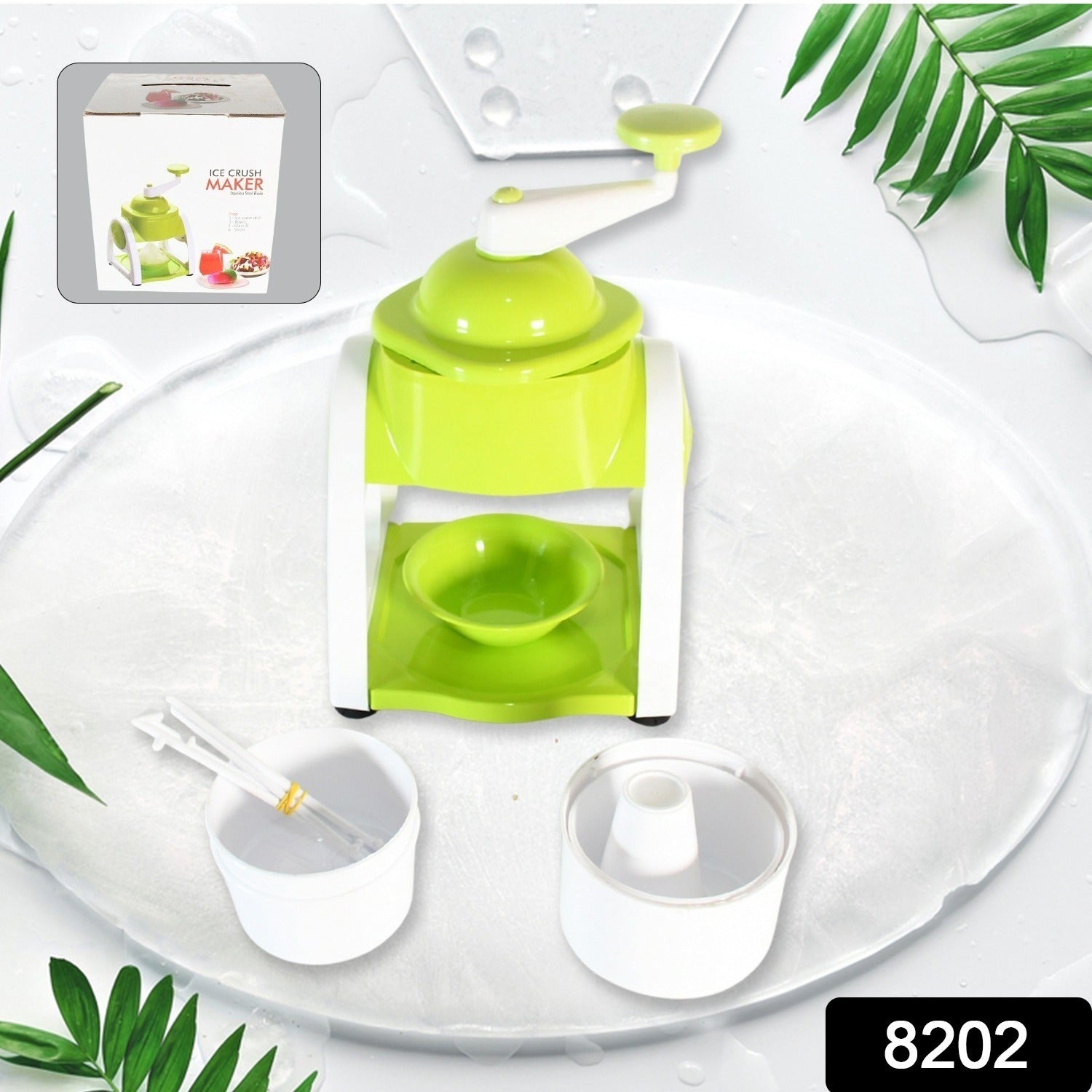 8202 Miracle Small Plastic Ice Gola Maker Ice snowmaker Machine | Ice Crusher | Indoor Outdoor Manual With Steel Blade & Anti slip Grip (1 Pc)