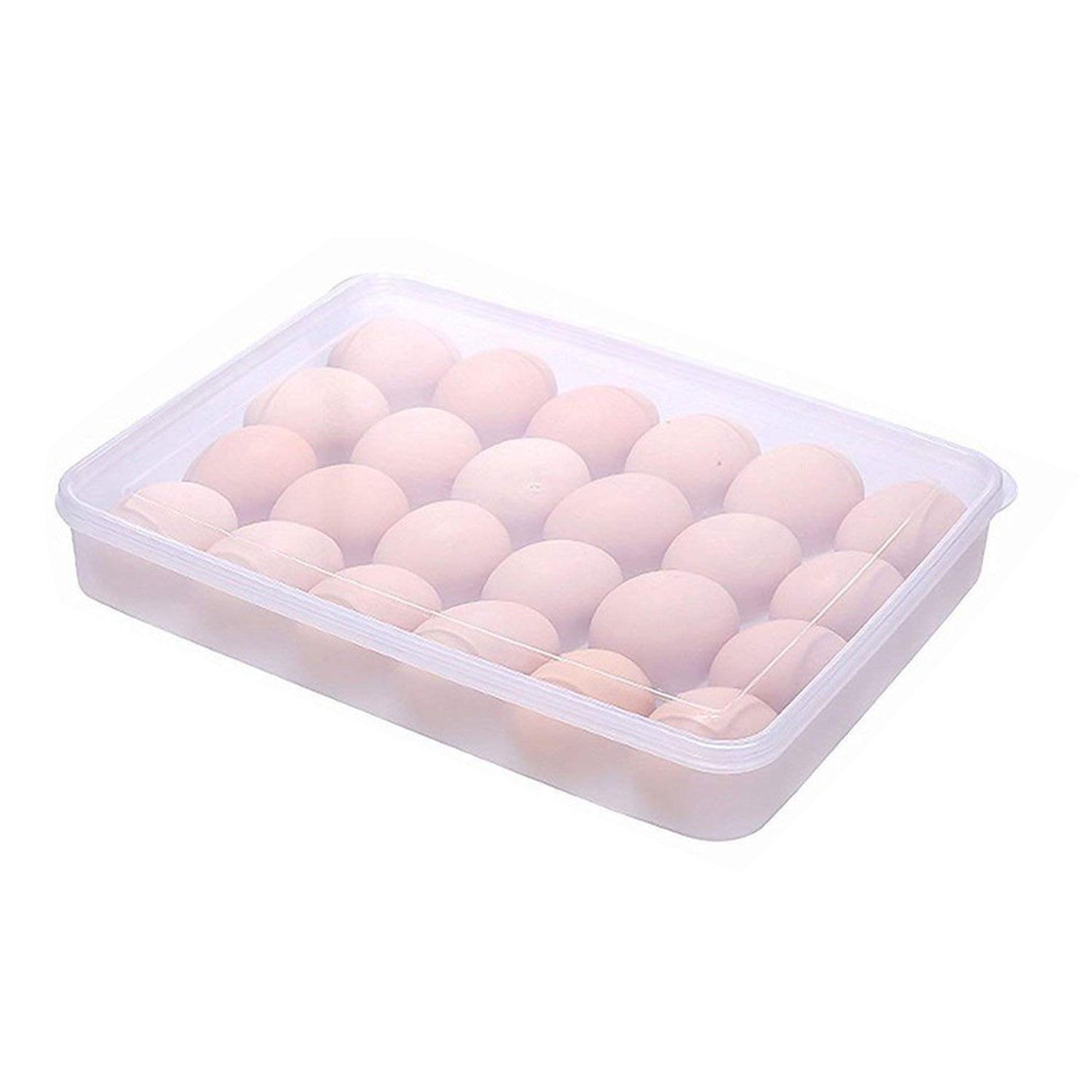 2645 24 Grids Plastic Egg Box Container Holder Tray for Fridge with Lid for 2 Dozen Egg Tray
