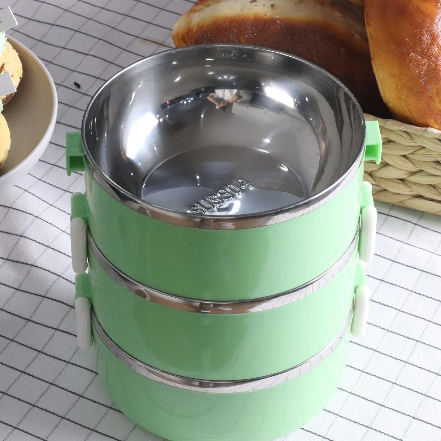 2872A 3 Layer Doraemon Lunch Box Tiffin High Quality Steel Lunch Box 3 Layer Tiffin For School ,Office & Traveling Use