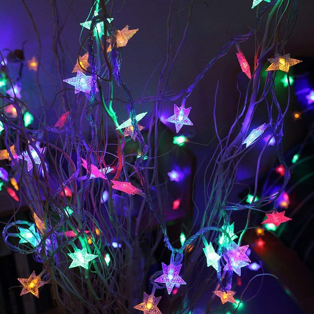 6603 28 LED / Star 3.9 Meter Star Shape Led Light Battery Operated with Flashing Modes for Home Decoration, Kids Room, Waterproof Diwali & Wedding LED Christmas Light Indoor and Outdoor Light ,Festival Decoration (Multicolor Battery Not Included 3.9Mtr)