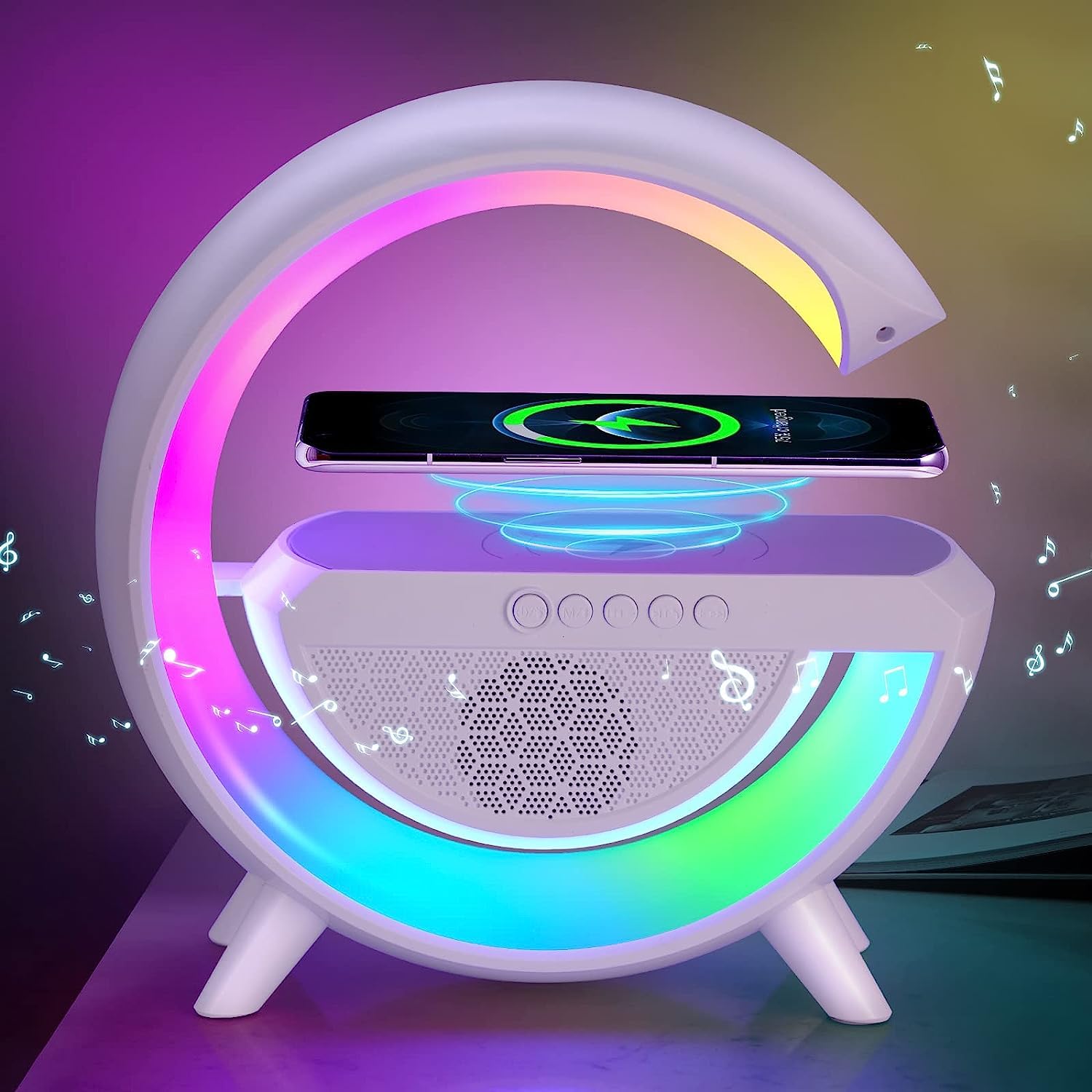 1393 3-in-1 Multi-Function LED Night Lamp with Bluetooth Speaker, Wireless Charging, for Bedroom for Music, Party and Mood Lighting - Perfect Gift for All Occasions blootuth speaker (Media Player)