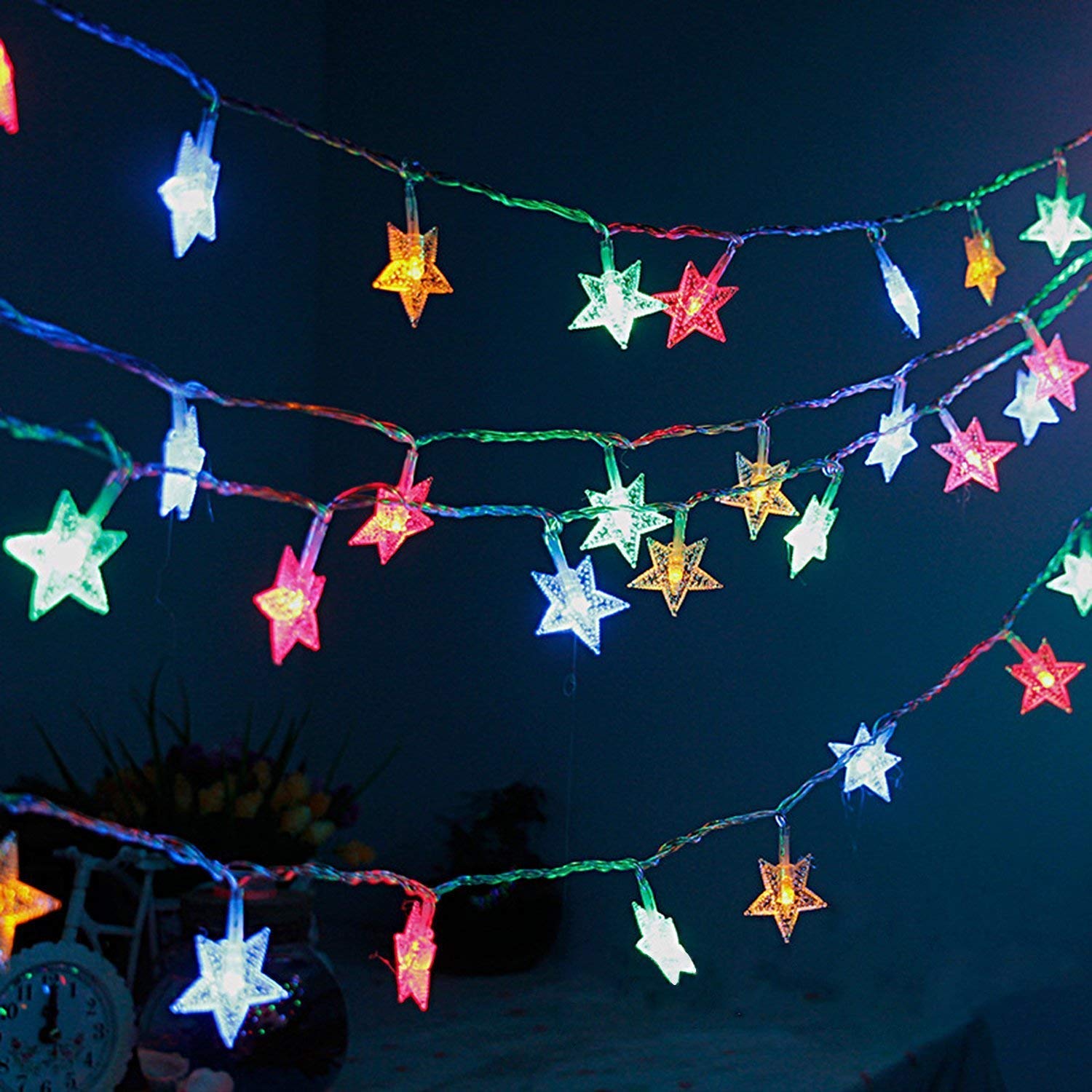 6603 28 LED / Star 3.9 Meter Star Shape Led Light Battery Operated with Flashing Modes for Home Decoration, Kids Room, Waterproof Diwali & Wedding LED Christmas Light Indoor and Outdoor Light ,Festival Decoration (Multicolor Battery Not Included 3.9Mtr)