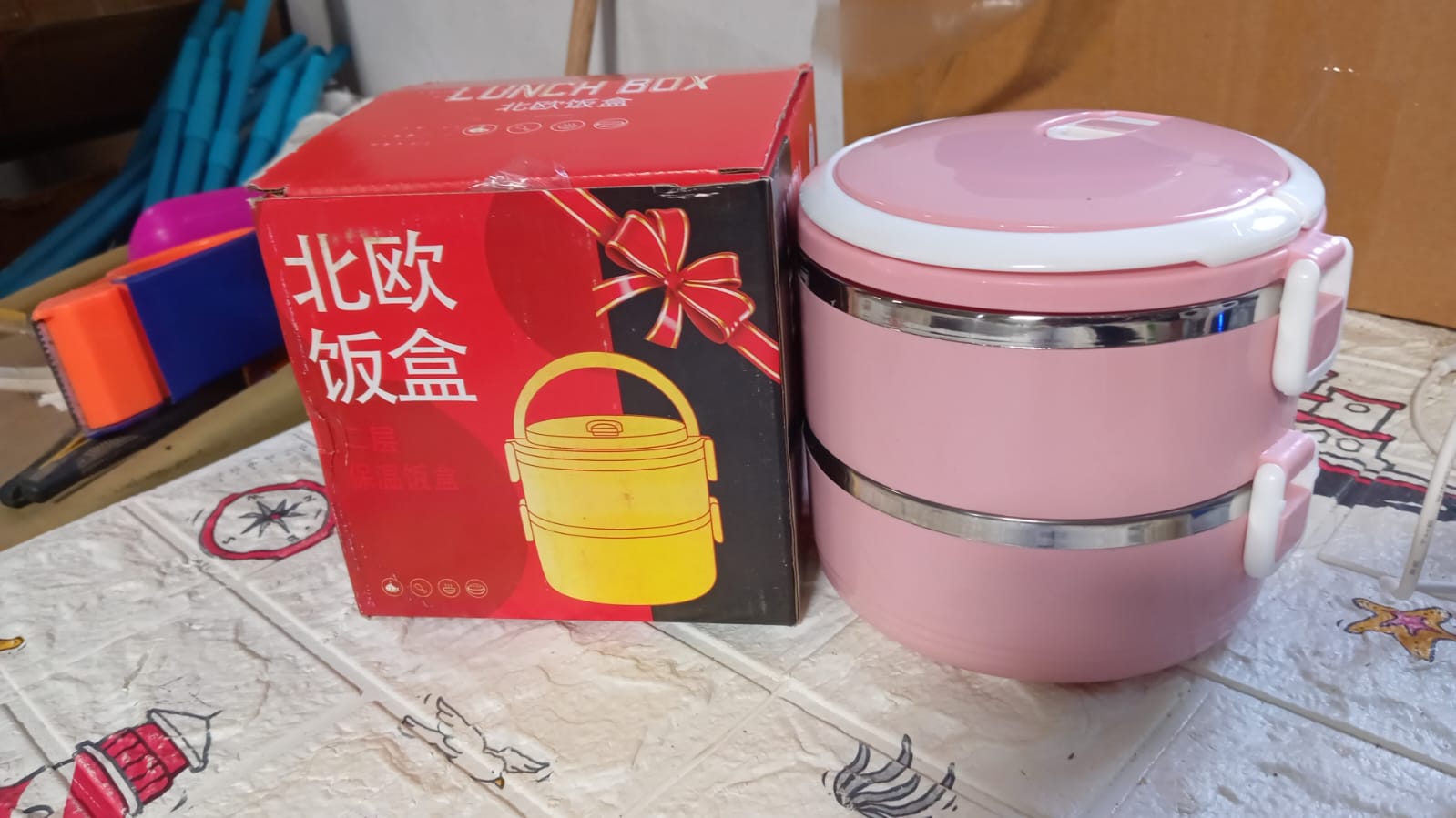 2873A Doraemon 2layer Lunch Box Steel High Quality 2 Layer Tiffin Box For Home , Office & School Use