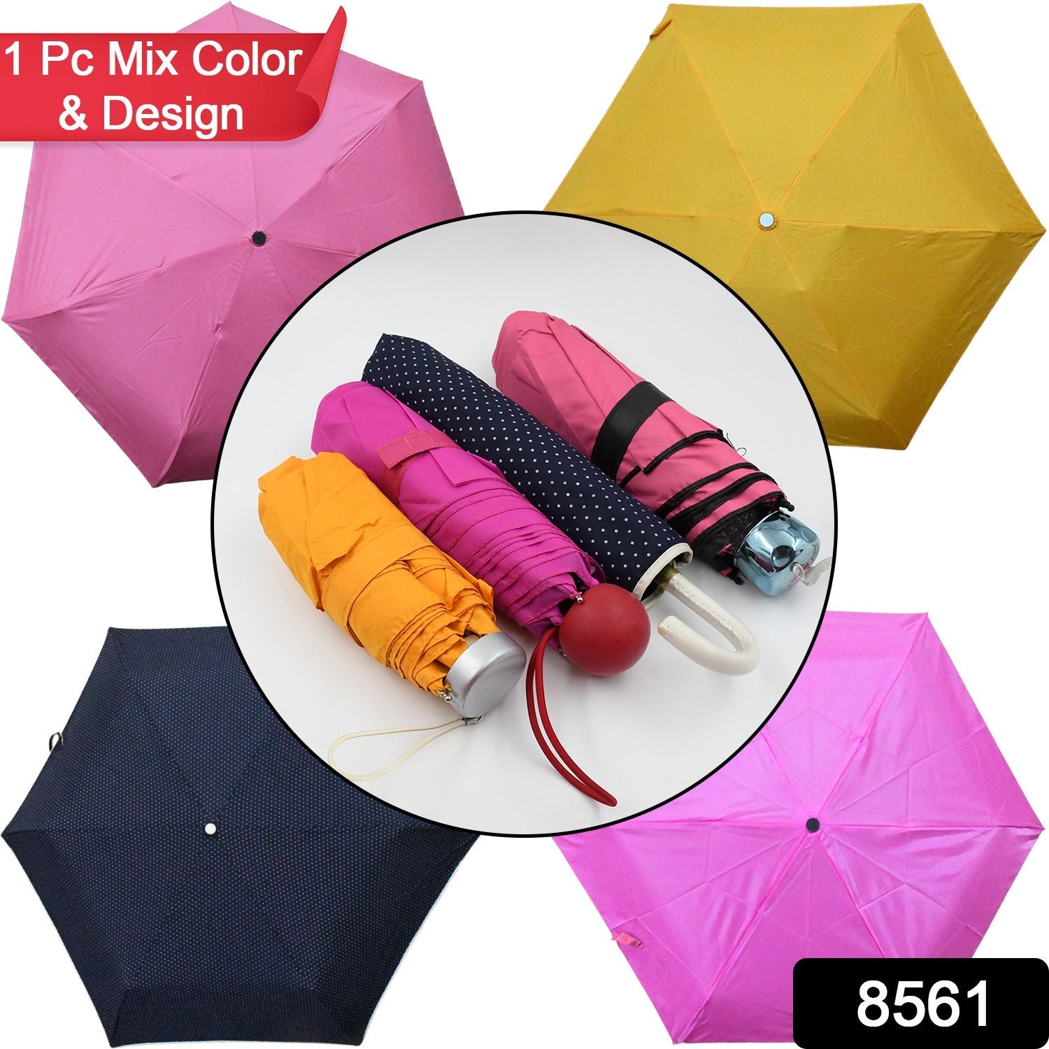 8561 Umbrella Summer Sun and Rain Protection Foldable Cute Umbrella || UV Protection Rain Sun Umbrella || Travel Accessories || Umbrella for Children, Girls, and Boys (1 Pc / Mix Color / Design)