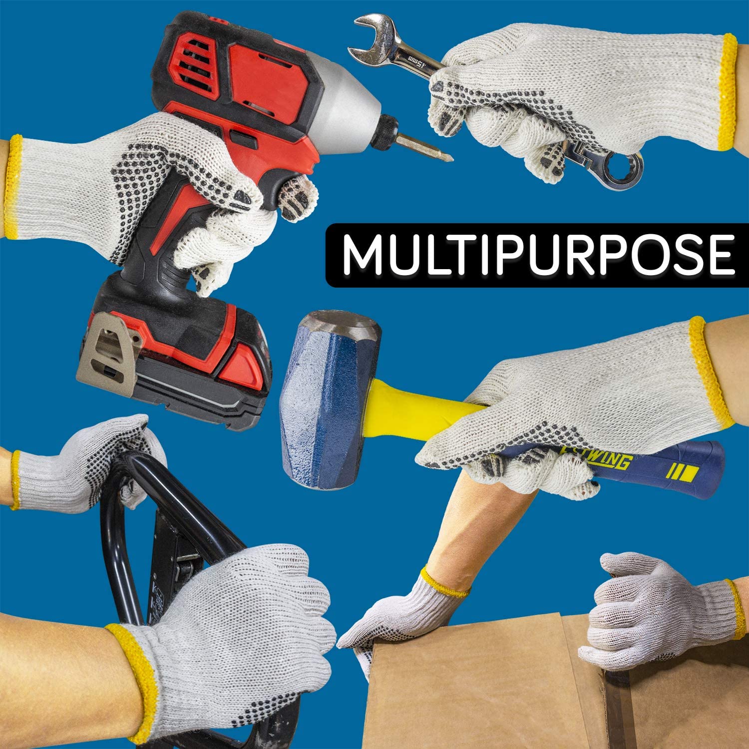 4611 Unisex Knitted/Sewing Cotton Plain Hand Gloves Raw White