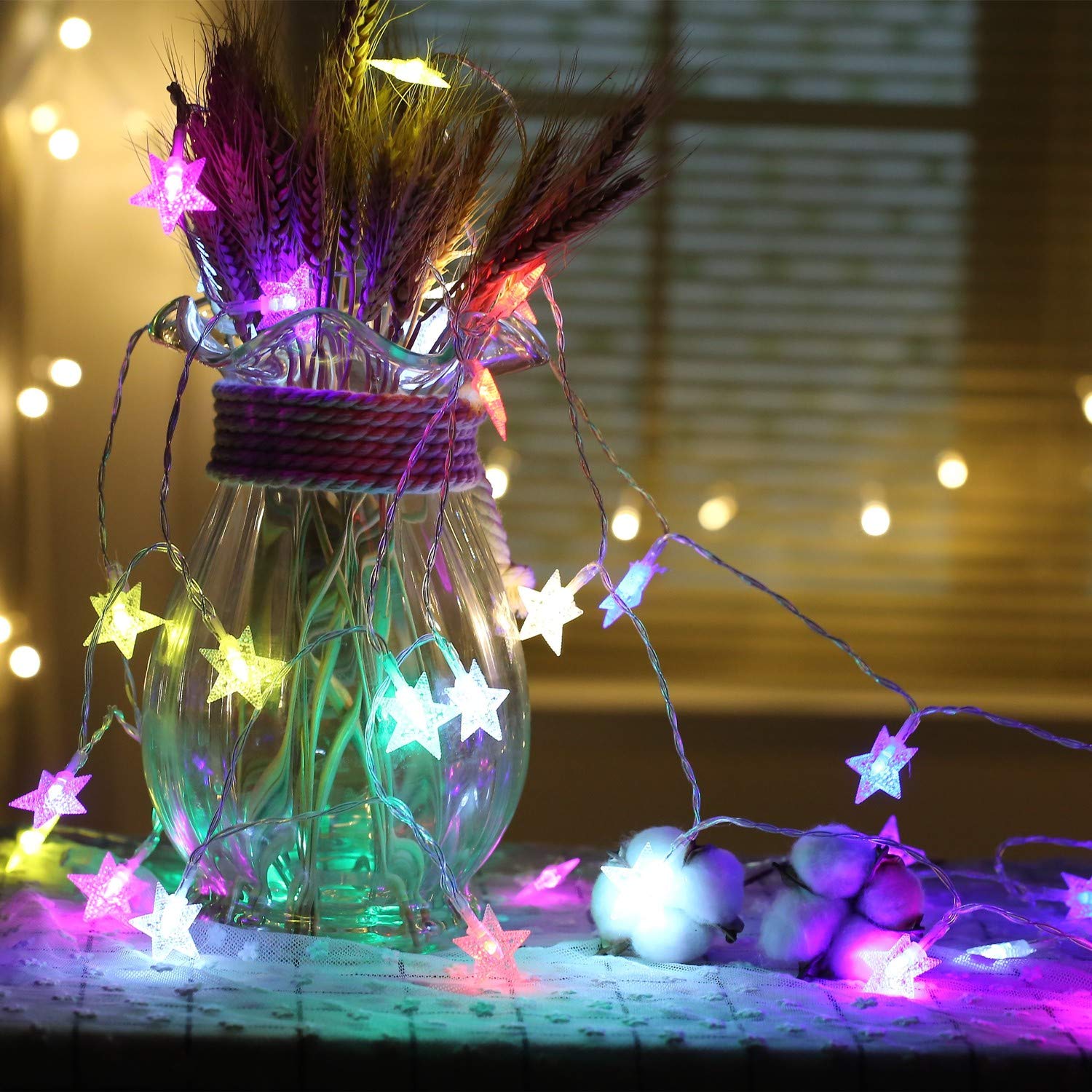 6603 28 LED / Star 3.9 Meter Star Shape Led Light Battery Operated with Flashing Modes for Home Decoration, Kids Room, Waterproof Diwali & Wedding LED Christmas Light Indoor and Outdoor Light ,Festival Decoration (Multicolor Battery Not Included 3.9Mtr)