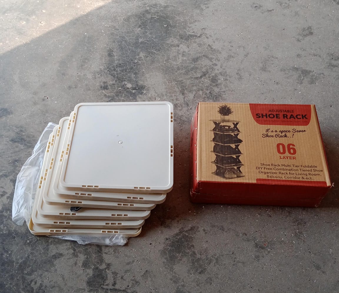 9054A 6 LAYER SHOE RACK DESIGN LIGHTWEIGHT ADJUSTABLE PLASTIC FOLDABLE SHOE CABINET STORAGE PORTABLE FOLDING SPACE SAVING SHOE ORGANIZER HOME AND OFFICE