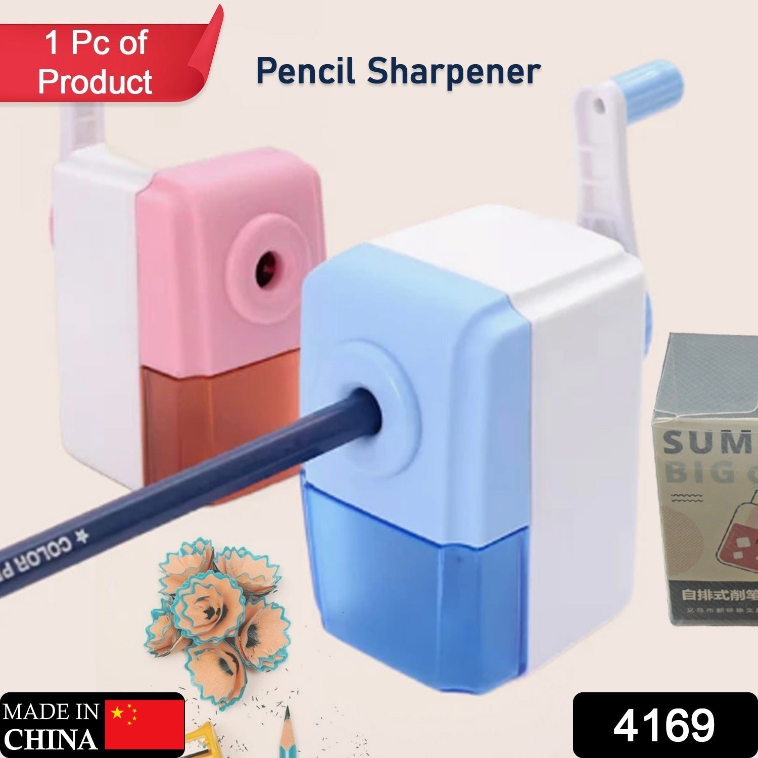4169 Pen Pencil Sharpener | Simple Student Office Pencil Sharpener | Fashionable and Convenient Non-Slip Base Pencil Sharpener,Lightweight Manual Sharpener, Non-Slip Handle (1 Pc)