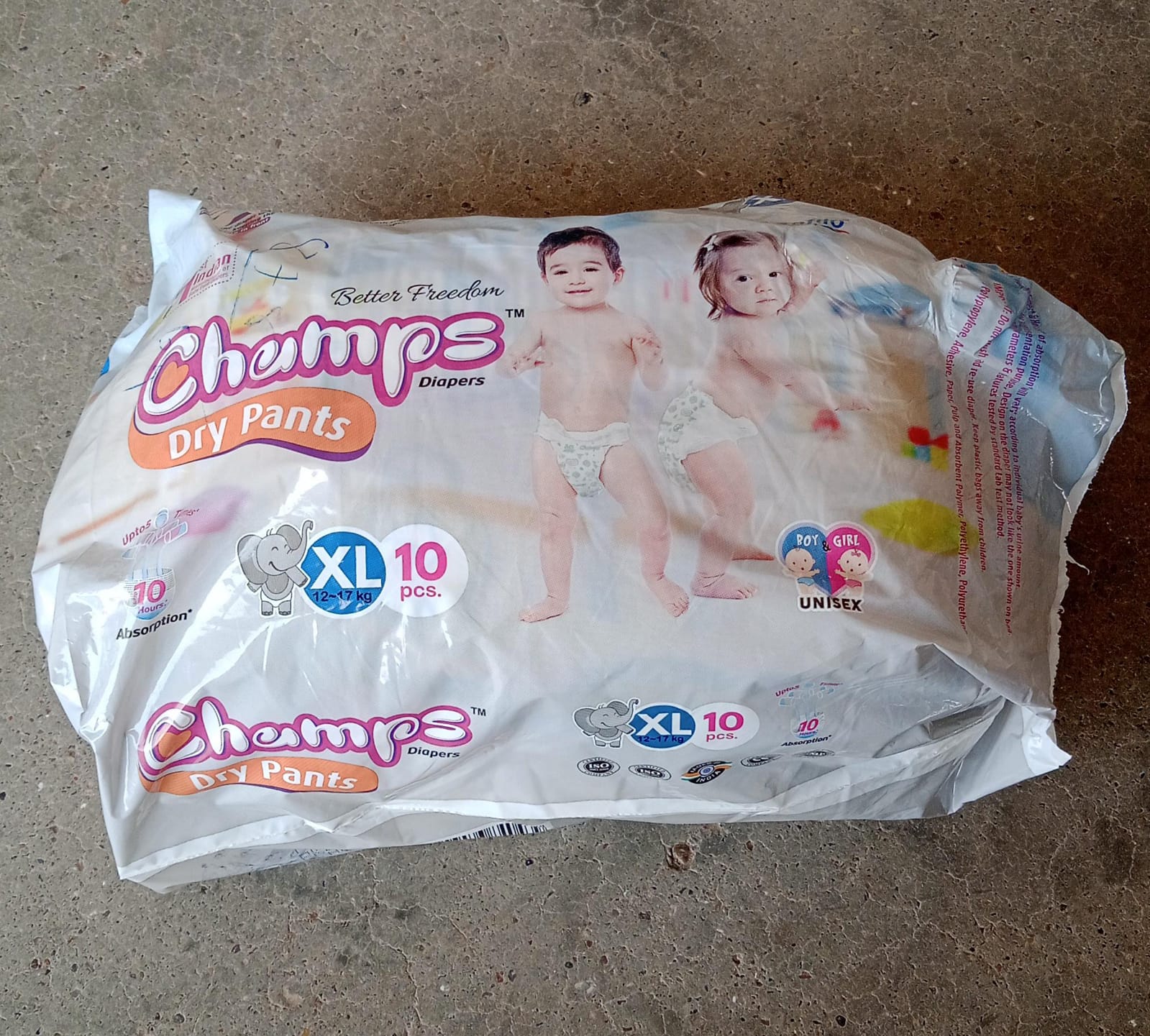 0969 Baby Diaper High Absorbent Pant Diapers, Champs Soft and Dry Baby Diaper Pants Xl 10 Pcs (Extra Large , XL10 Pieces)