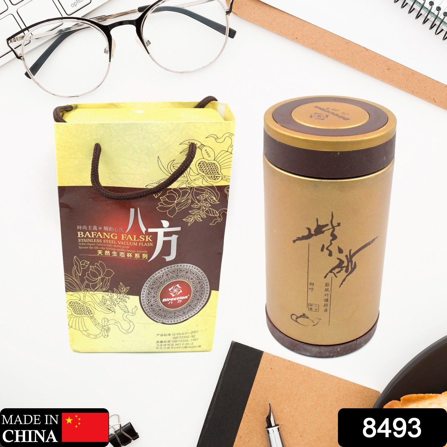 8493 WATER BOTTLE FOR OFFICE, THERMAL FLASK, STAINLESS STEEL WATER BOTTLES, FRIDGE WATER BOTTLE, HOT & COLD DRINKS, BPA FREE, LEAKPROOF, PORTABLETEA CUP FOR SCHOOL, OFFICE AND OUTDOORS, OFFICE/GYM/SCHOOL (500ML)