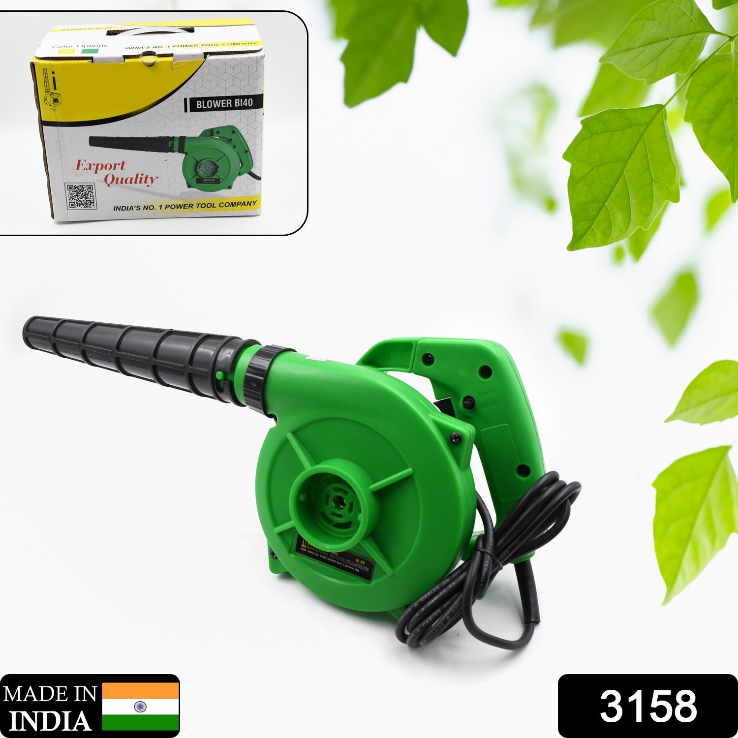 3158 650V Blower Portable rifel Range Heavy Duty air Blower, Electric Air Blower for Home/Office/Car/Pc/Computer Dust/Garage/Patio/Garden Leaf/Trash Cleaning (350W, 2.3 m3/min, 13000 RPM, Green)
