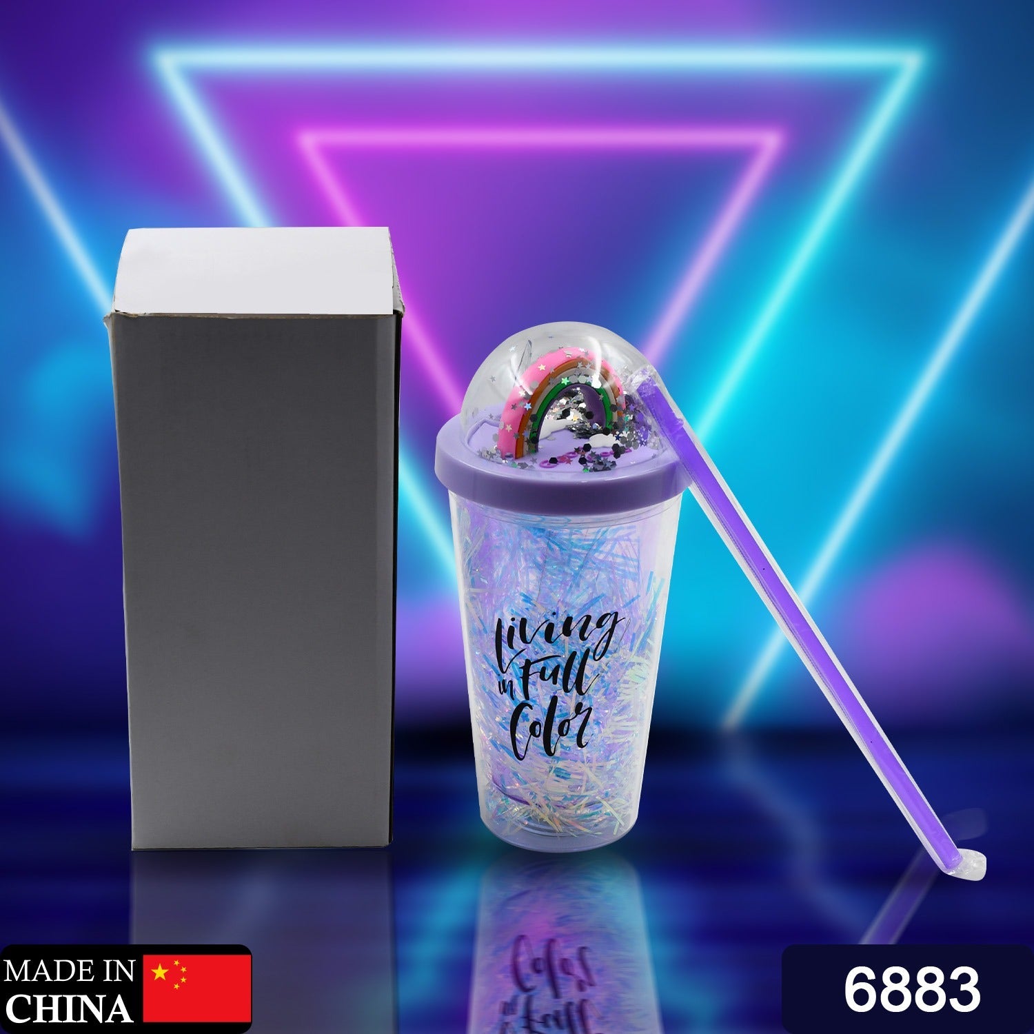 6883 Sipper Bottle with Straw, LED Glow Light for Kids/Tumbler with Straw/Vacuum Flask/Sipper Plastic Tumbler/Sipper Bottle with Straw (Pack of 1)