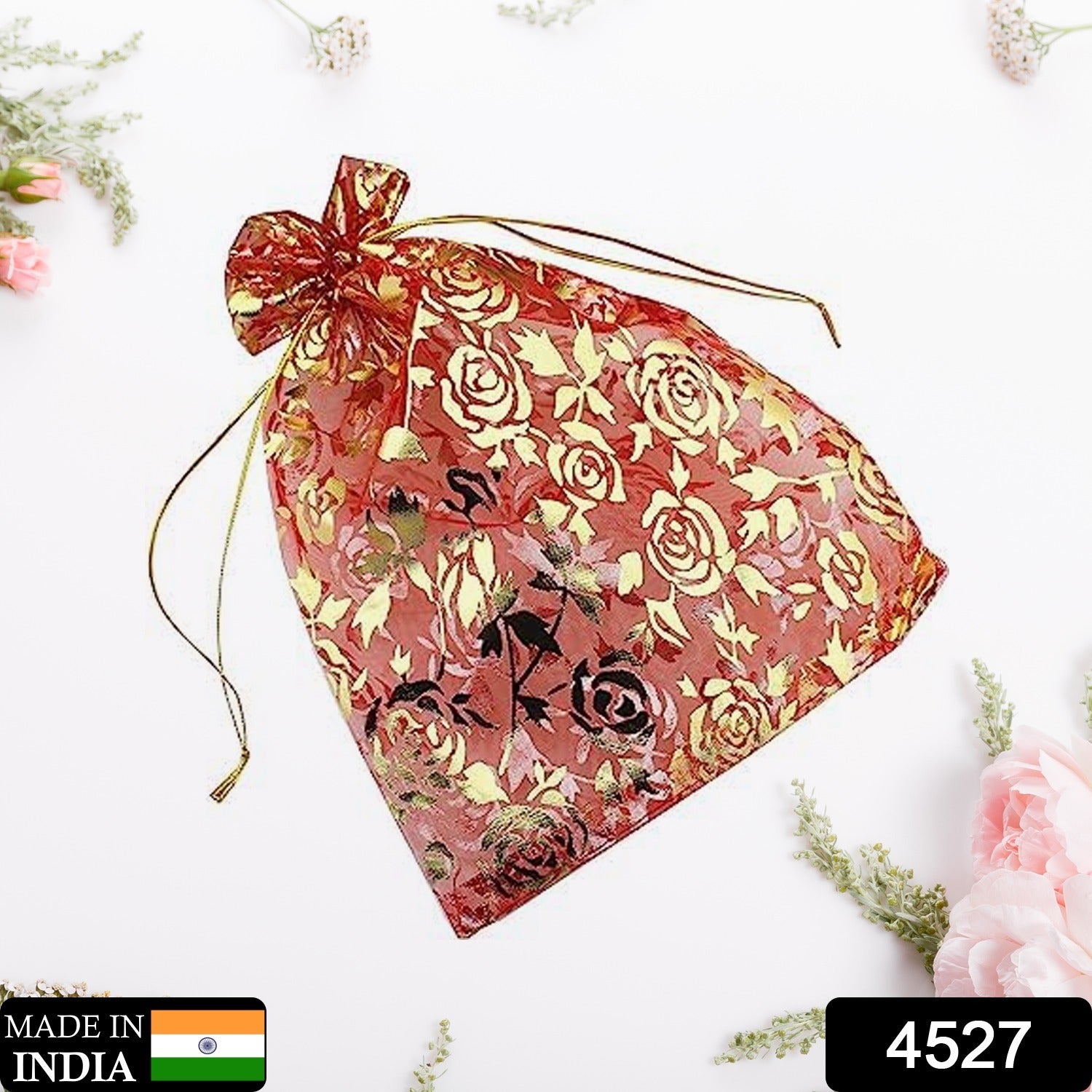 4527 Net Fabric Drawstring Pouch for Dry Fruits Packing, Organza Shagun Potli Baba, Wedding Party Favor Gift Bags