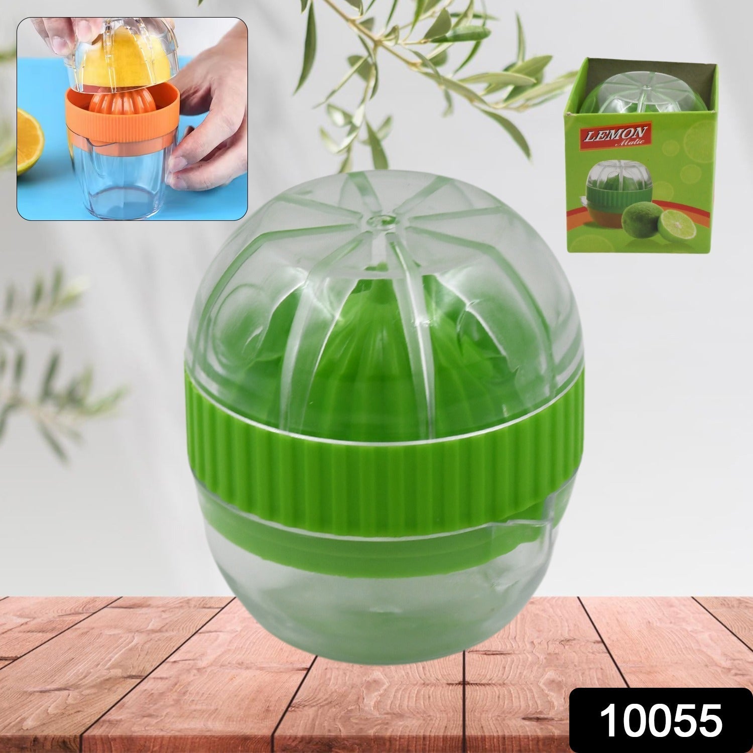 10055 Manual Drink Orange Lemon Citrus Lime Fruit Juice Juicer Squeezer, BPA Free, Press & Pourer With Lid Plastic Manual (1 Pc)