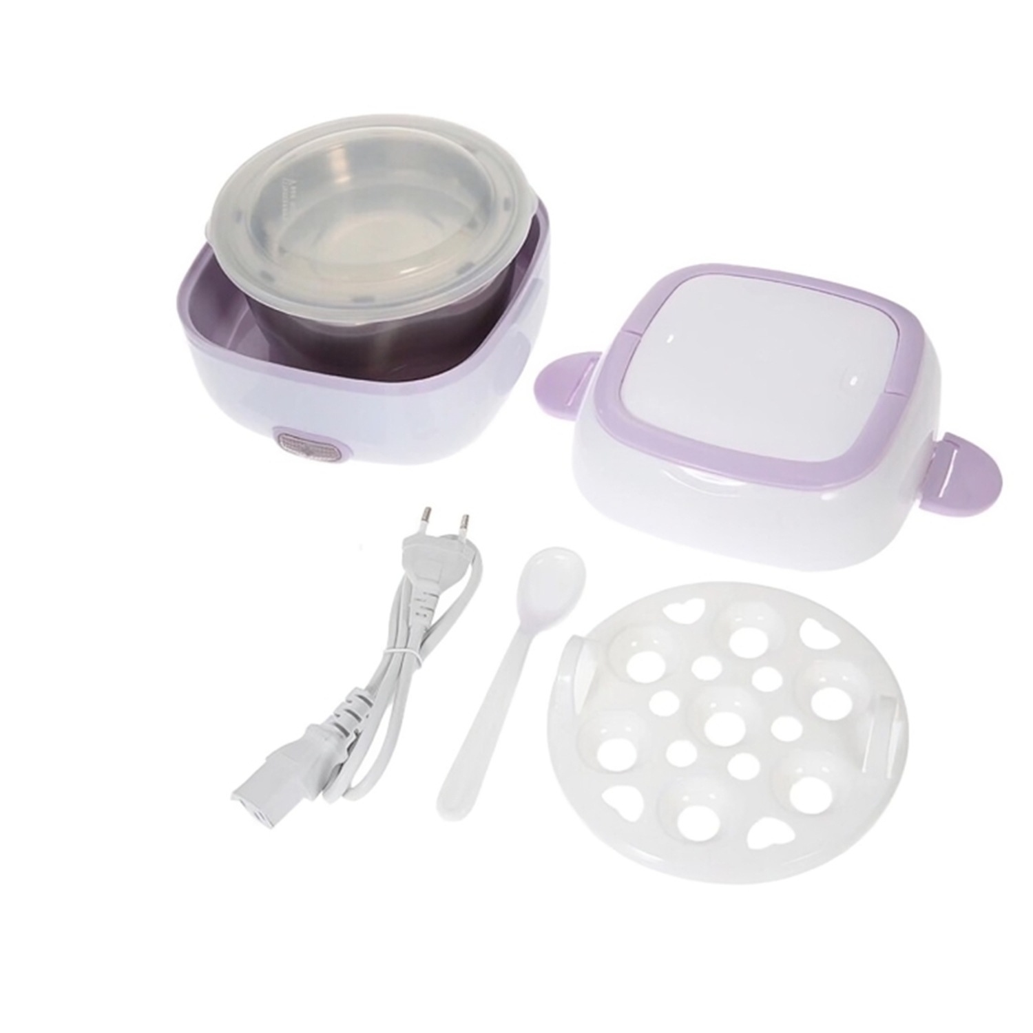 10027 Electric Lunch Box Portable Food Warmer Food Heating Lunch Box Removable Food-Grade Stainless Steel Compartments, 220V 200W, for Car, Truck, office