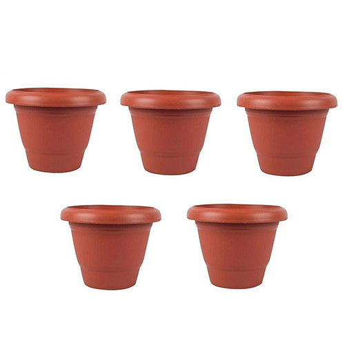 0822 Garden Heavy Plastic Planter Pot/Gamla (Brown, Pack of 1)