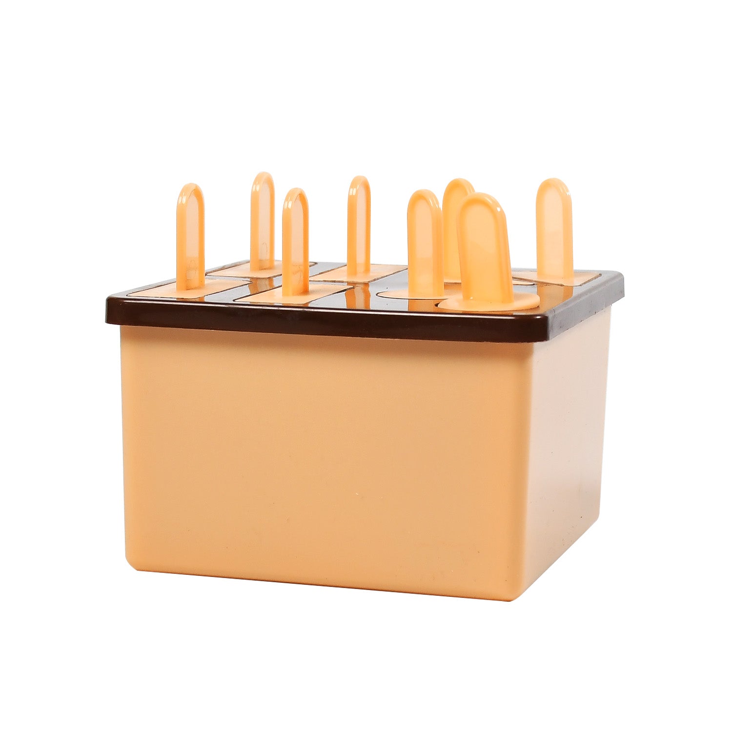 6316B Plastic Kulfi Mould, Kulfi Moulds 8 pcs Tray Ice Cream Mould Reusable Frozen Kulfi Maker Popsicle Sticks Lolly Ice Popsicle Candy Mould for Children pink Color Brown Box