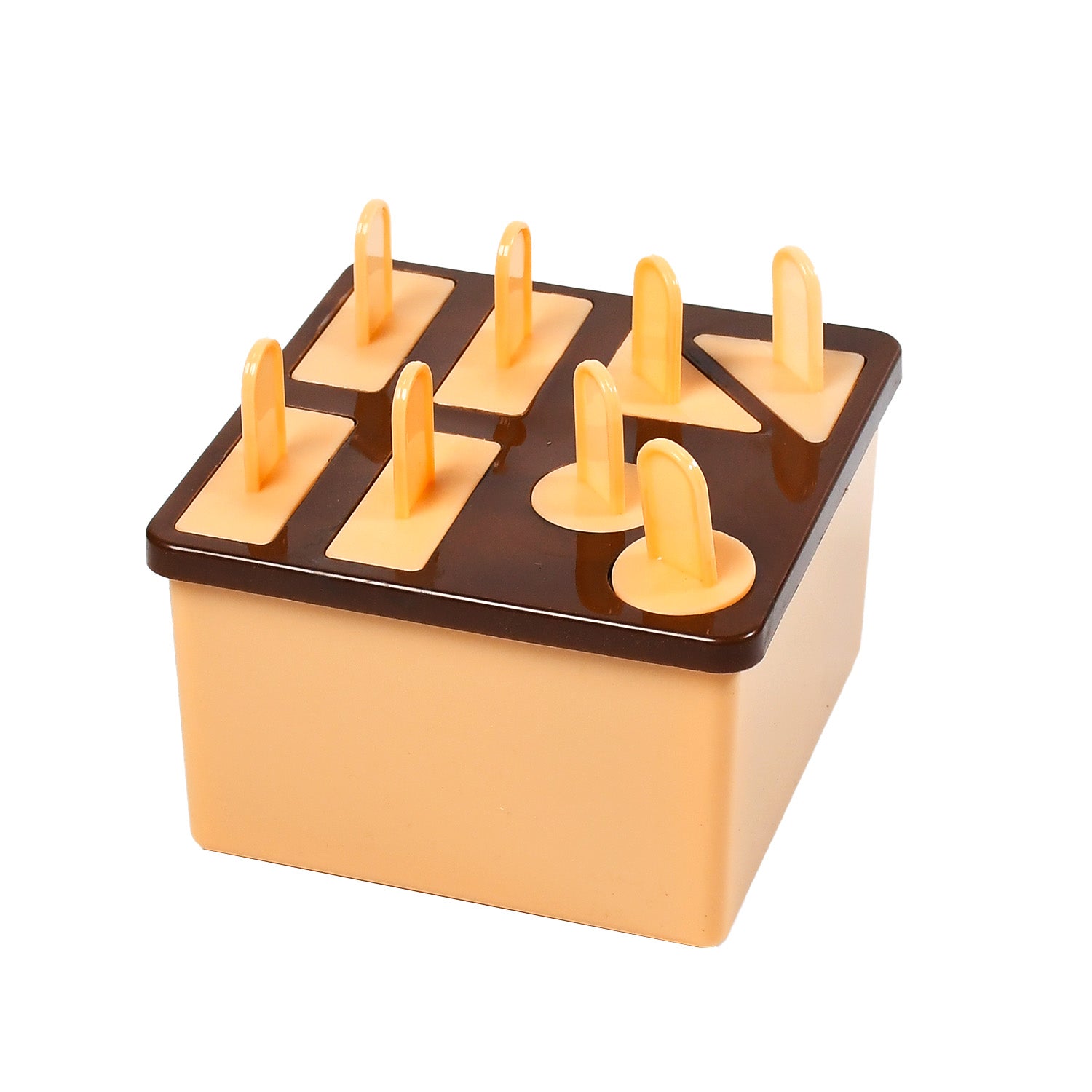 6316B Plastic Kulfi Mould, Kulfi Moulds 8 pcs Tray Ice Cream Mould Reusable Frozen Kulfi Maker Popsicle Sticks Lolly Ice Popsicle Candy Mould for Children pink Color Brown Box