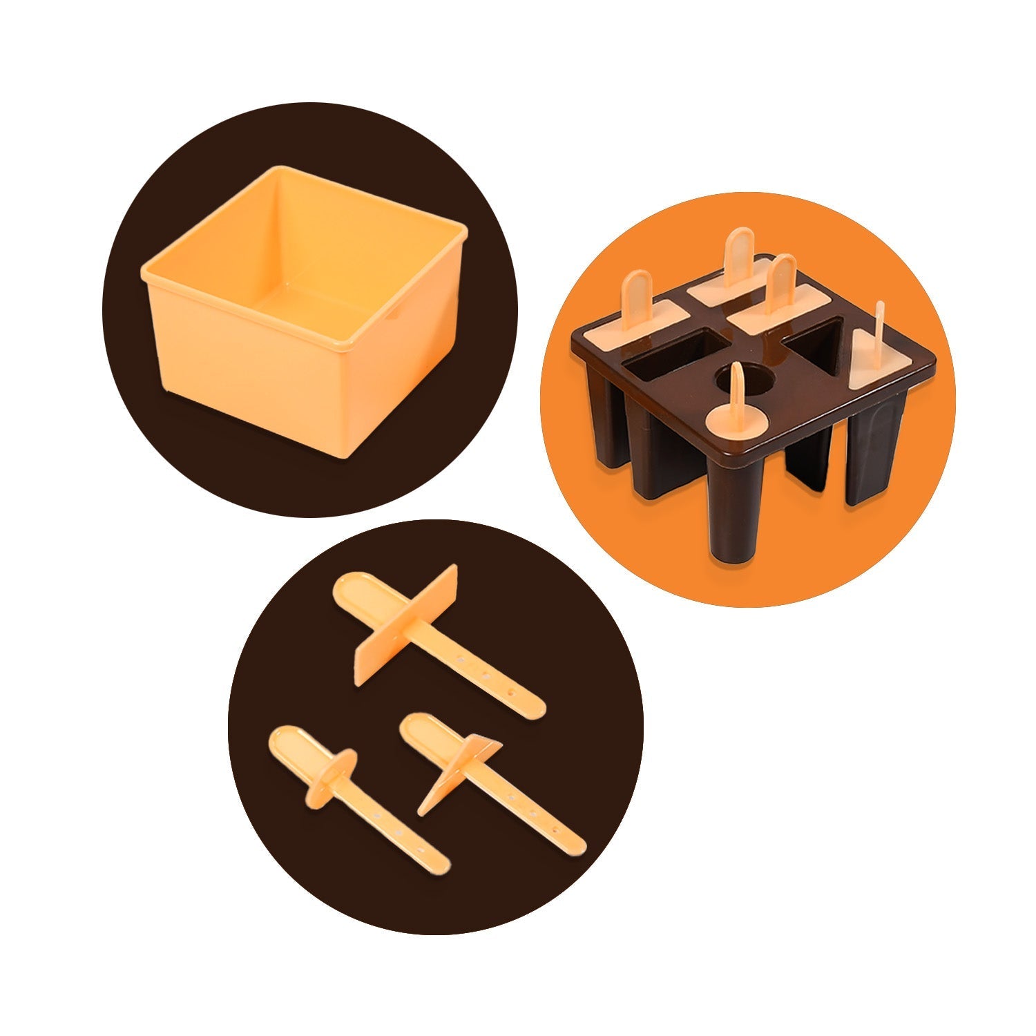 6316B Plastic Kulfi Mould, Kulfi Moulds 8 pcs Tray Ice Cream Mould Reusable Frozen Kulfi Maker Popsicle Sticks Lolly Ice Popsicle Candy Mould for Children pink Color Brown Box