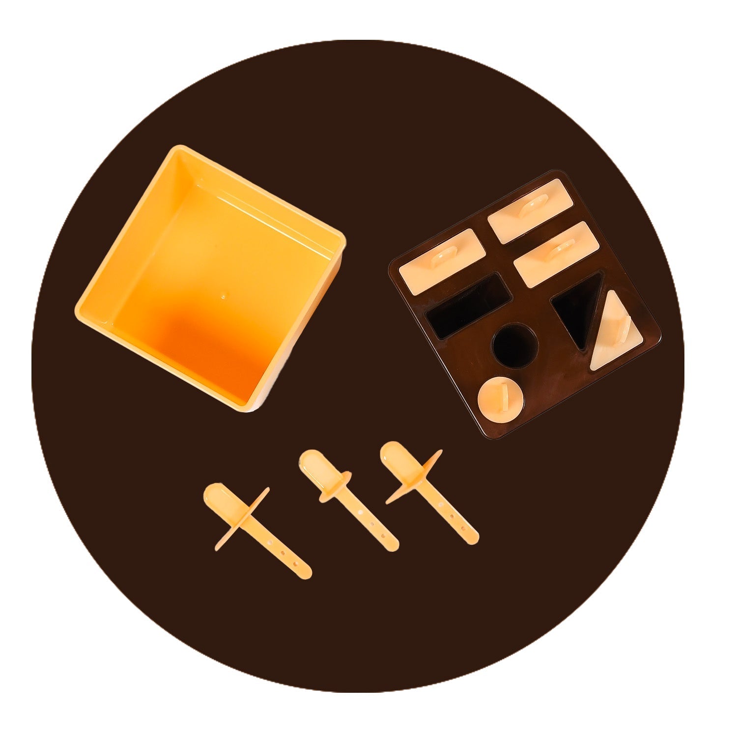 6316B Plastic Kulfi Mould, Kulfi Moulds 8 pcs Tray Ice Cream Mould Reusable Frozen Kulfi Maker Popsicle Sticks Lolly Ice Popsicle Candy Mould for Children pink Color Brown Box