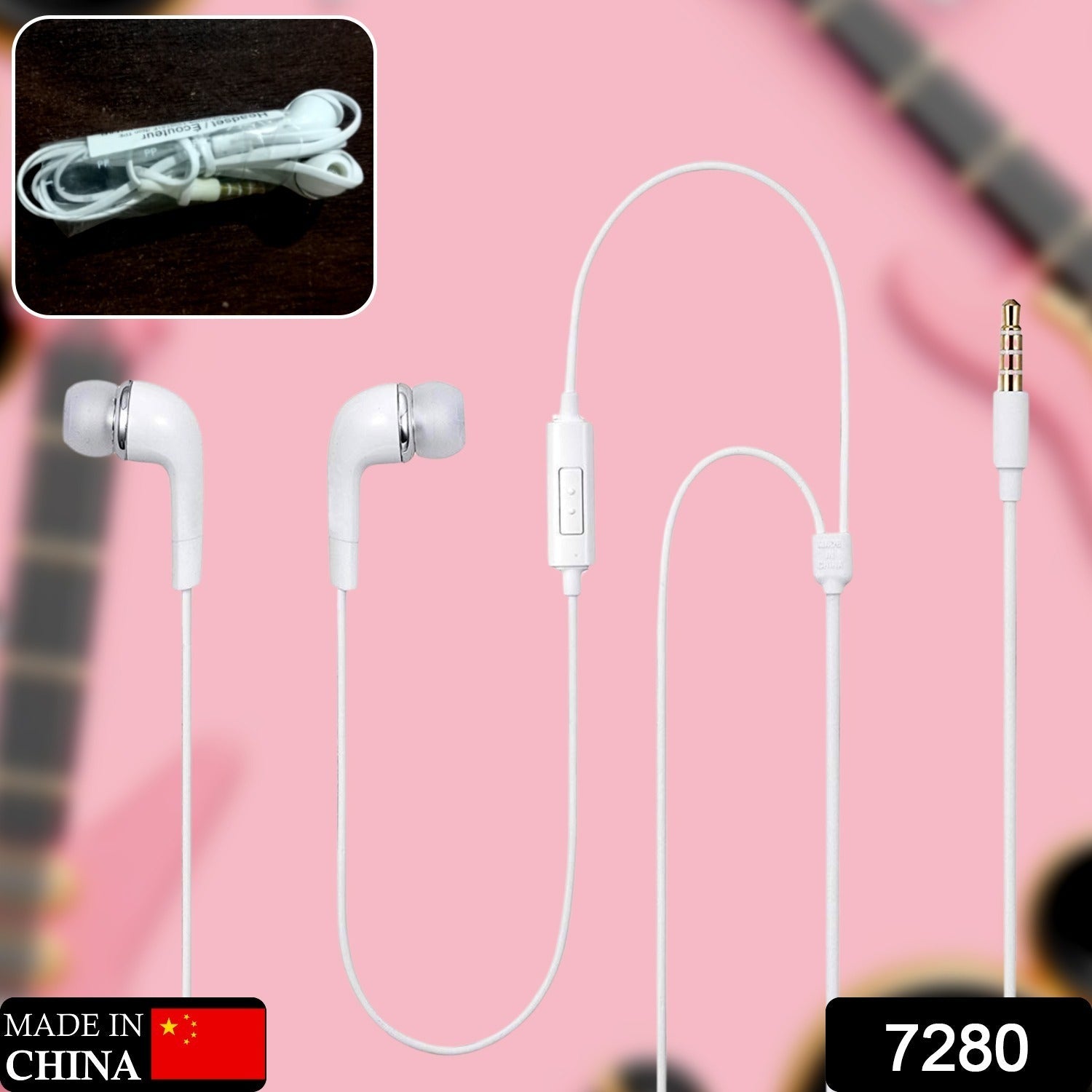 7280 Universal Wired Earphones 3.5mm Jack Hi-Fi Gaming Sound Music Stereo Sound Noise Canceling Original High Sound Quality Earphones (1Pc)