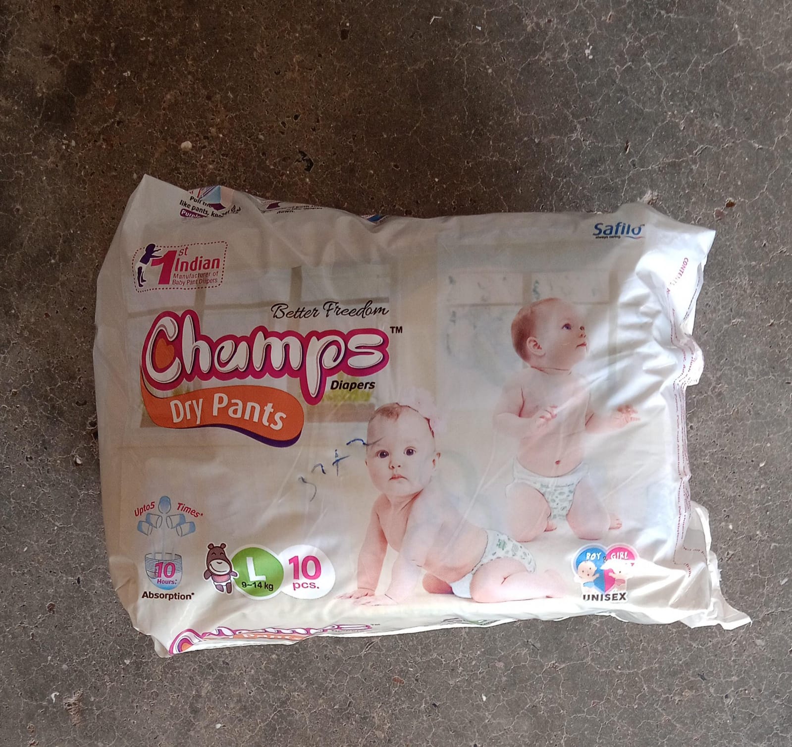 0974 Large Champs Dry Pants Style Diaper - Large (10 pcs) Best for Travel Absorption, Champs Baby Diapers, Champs Soft and Dry Baby Diaper Pants (L,10 Pcs )