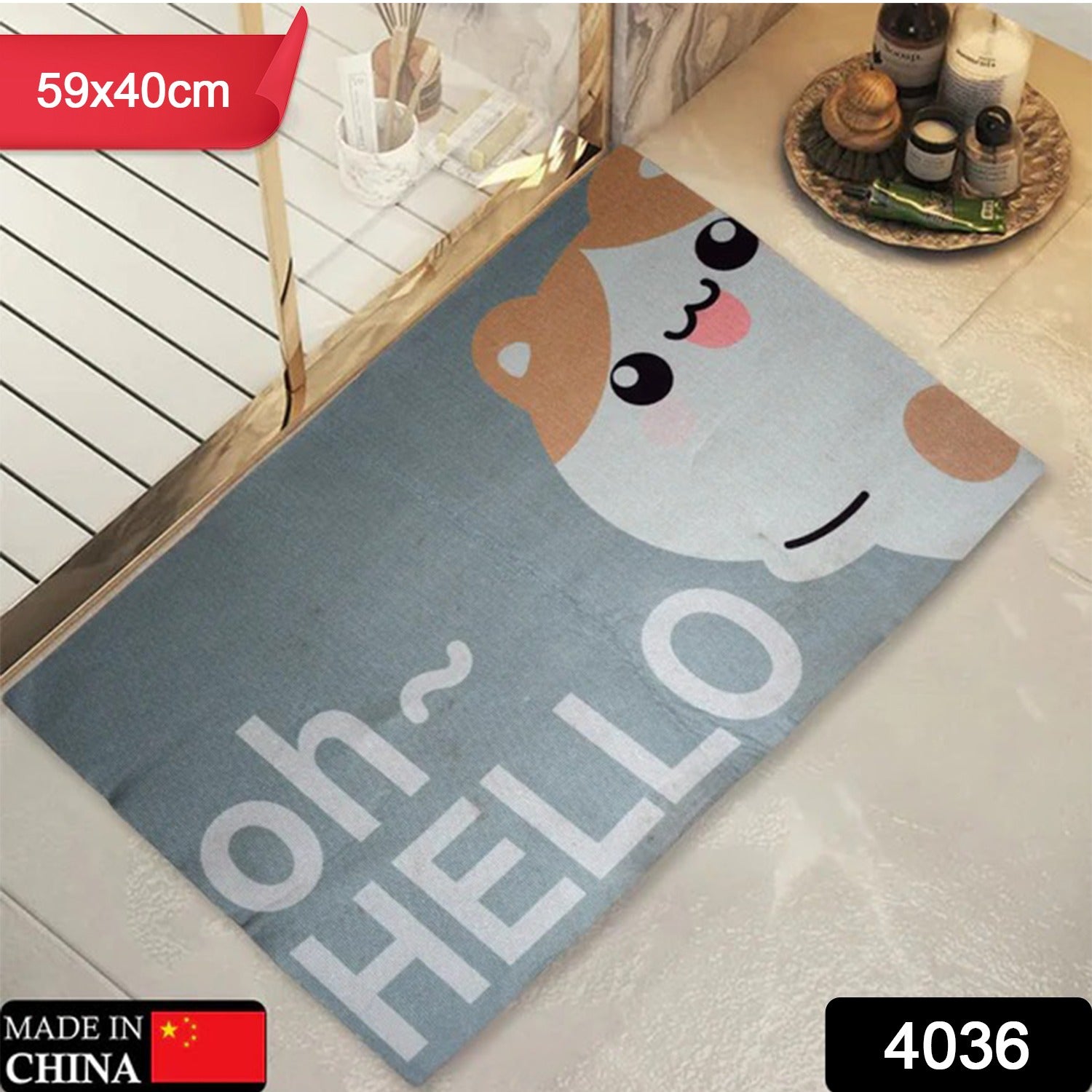 4036 Square Bathroom mat Water Absorbent mats Diatomite Door Mat Anti-Slip Bath Mat Quick Drying Absorbent mat for Home, Kitchen (59x40) (Mix Design)