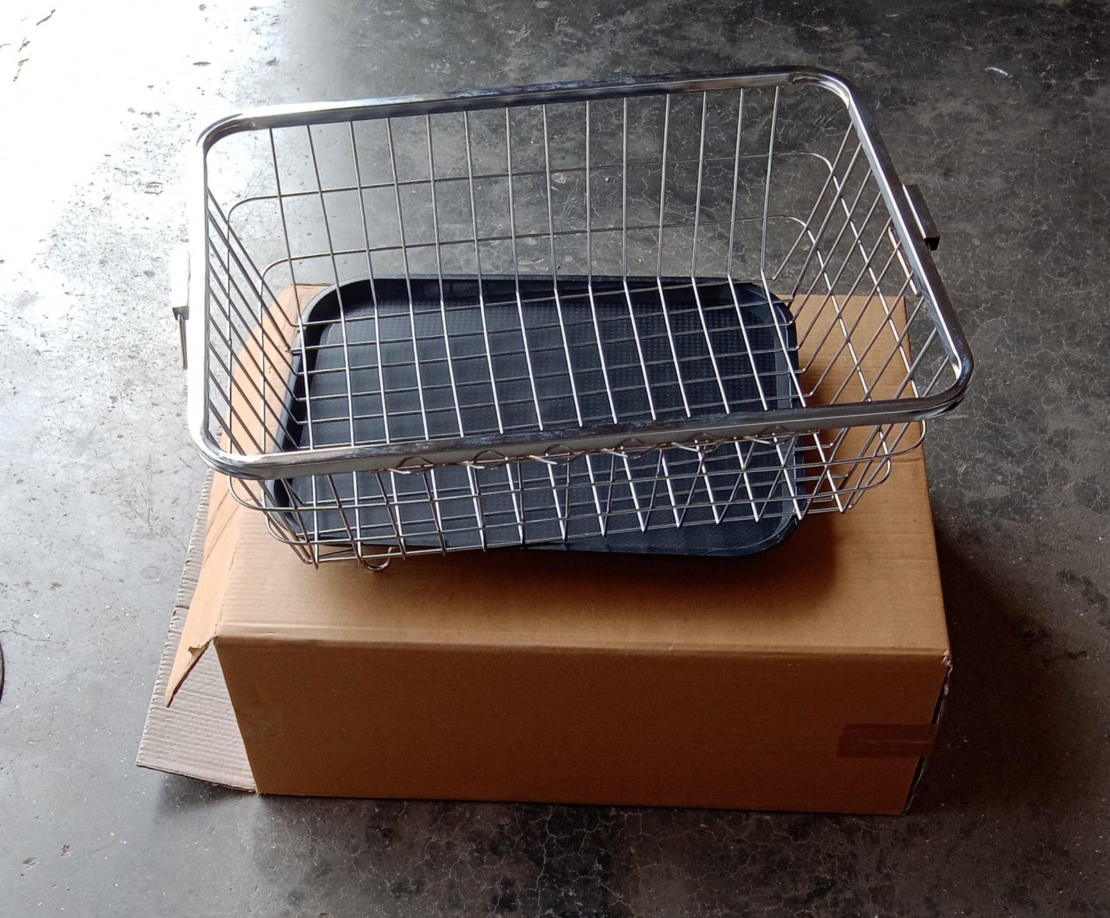 5853 Dish Drainer Rack With Drip Tray Stainless Steel Dish Drainer Rack with Drip Tray, Utensil Drying Stand for Kitchen Plate Rack Bartan Basket for Kitchen Utensils/Dish Drying Rack with Drainer/Bartan Basket/Plate Stand ( 57 x 45 x 19 cm)