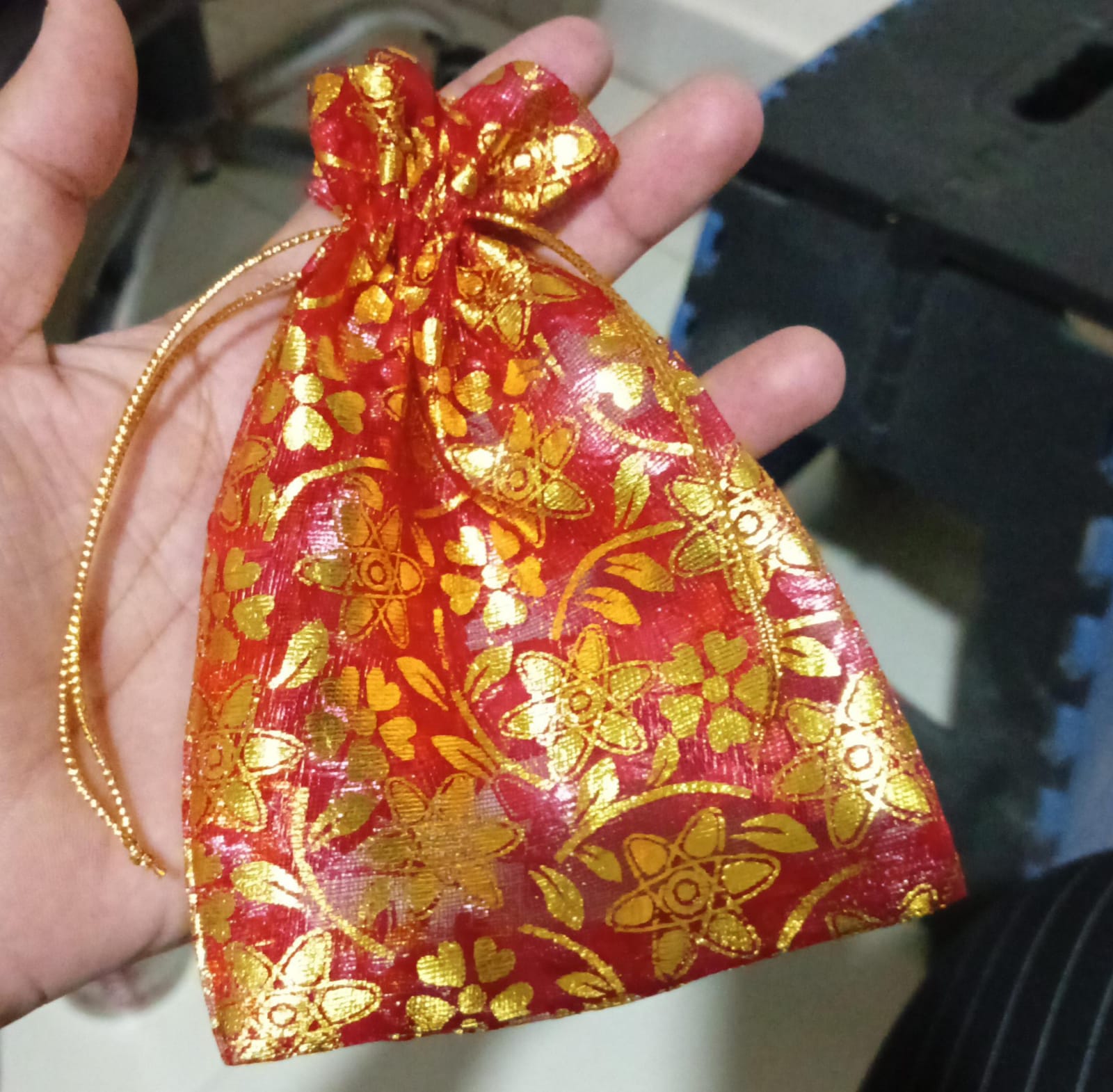 4527 Net Fabric Drawstring Pouch for Dry Fruits Packing, Organza Shagun Potli Baba, Wedding Party Favor Gift Bags