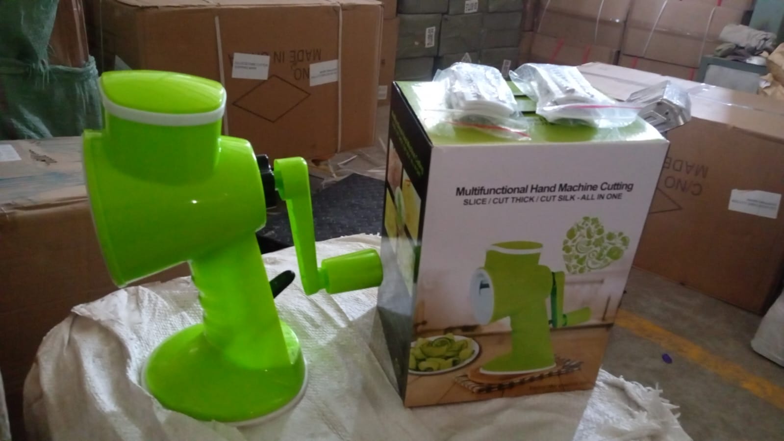 8247 6 in 1 Multi functional Vegetable Cutter & Slicer Hand Machine Cutting, Slice, Cut Thick, Cut Silk All in one βVegetable Chopper Cutter & Slicing Cutter Barrel - Vegetable Grater with 6 Removable Blades