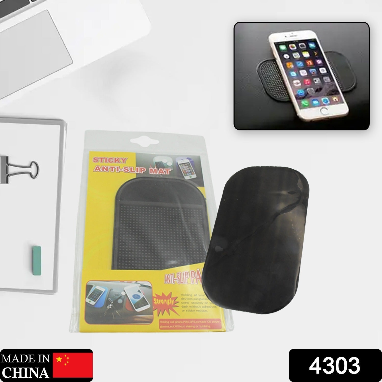 4303 Car Non-Slip Mat Car Holder, Non-Slip Mat Anti-Slip Car Gel Pads Adhesive Mat Non-Slip Mat Car Dashboard for Other Equipment such as Mobile Phones Keys Glasses (1 Pc)