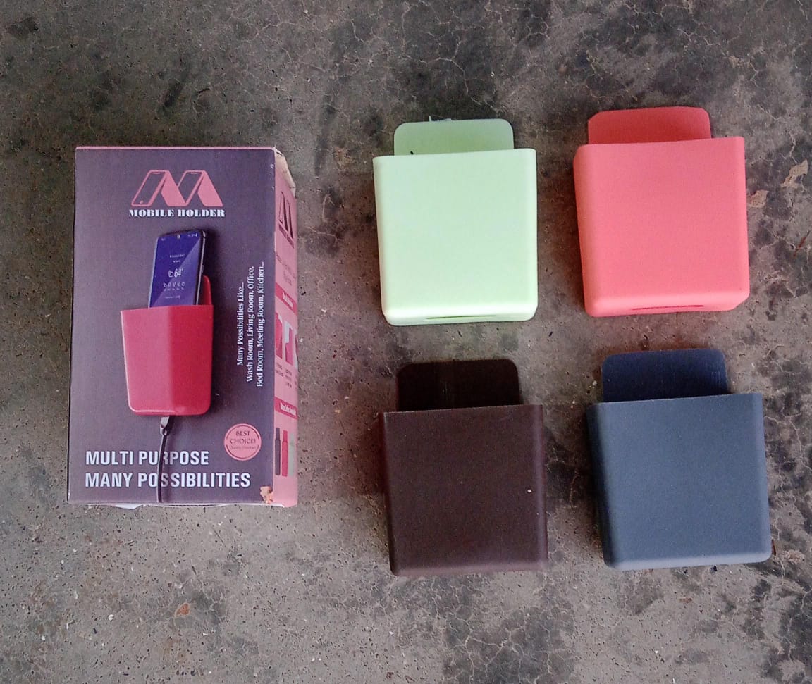 8485 Multipurpose Plastic Wall Mounted Remote & Mobile Holder Stand – (Pack of 4)