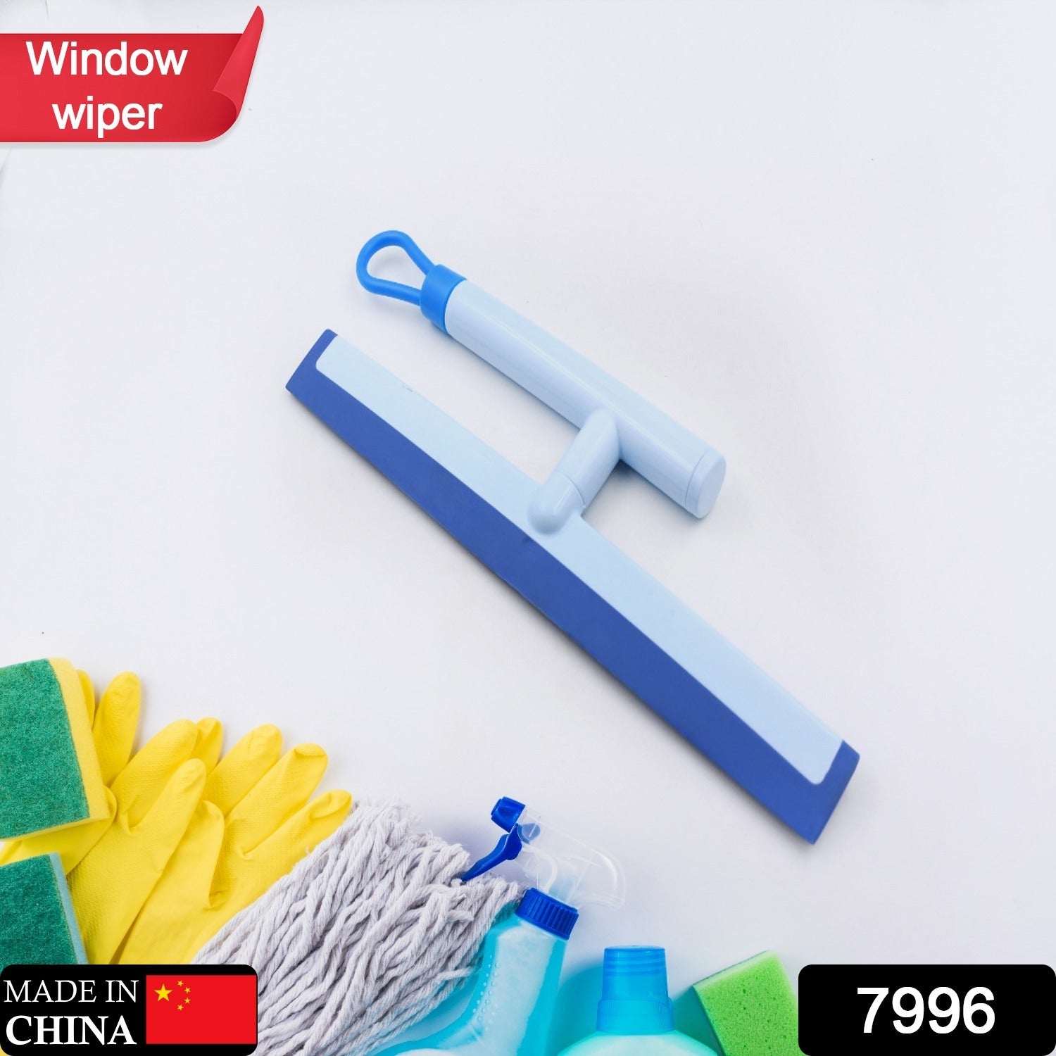 7996 Glass Cleaning Wiper Window Cleaner, for Bathroom, Windows, and Car Glass, Window Mirror Scraper Brush with Soft Rubber
