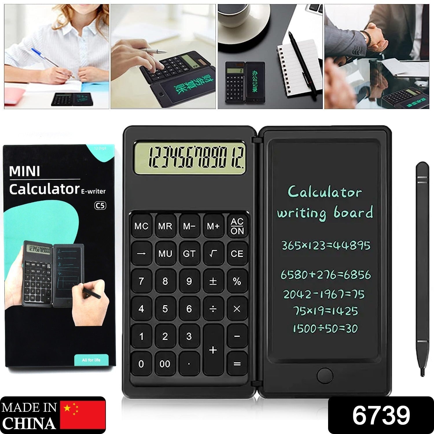 6739 Foldable Calculator With 6 Inch LCD Tablet Digital Drawing Pad Stylus Pen Erase Button Lock Function Smart Calculator -01