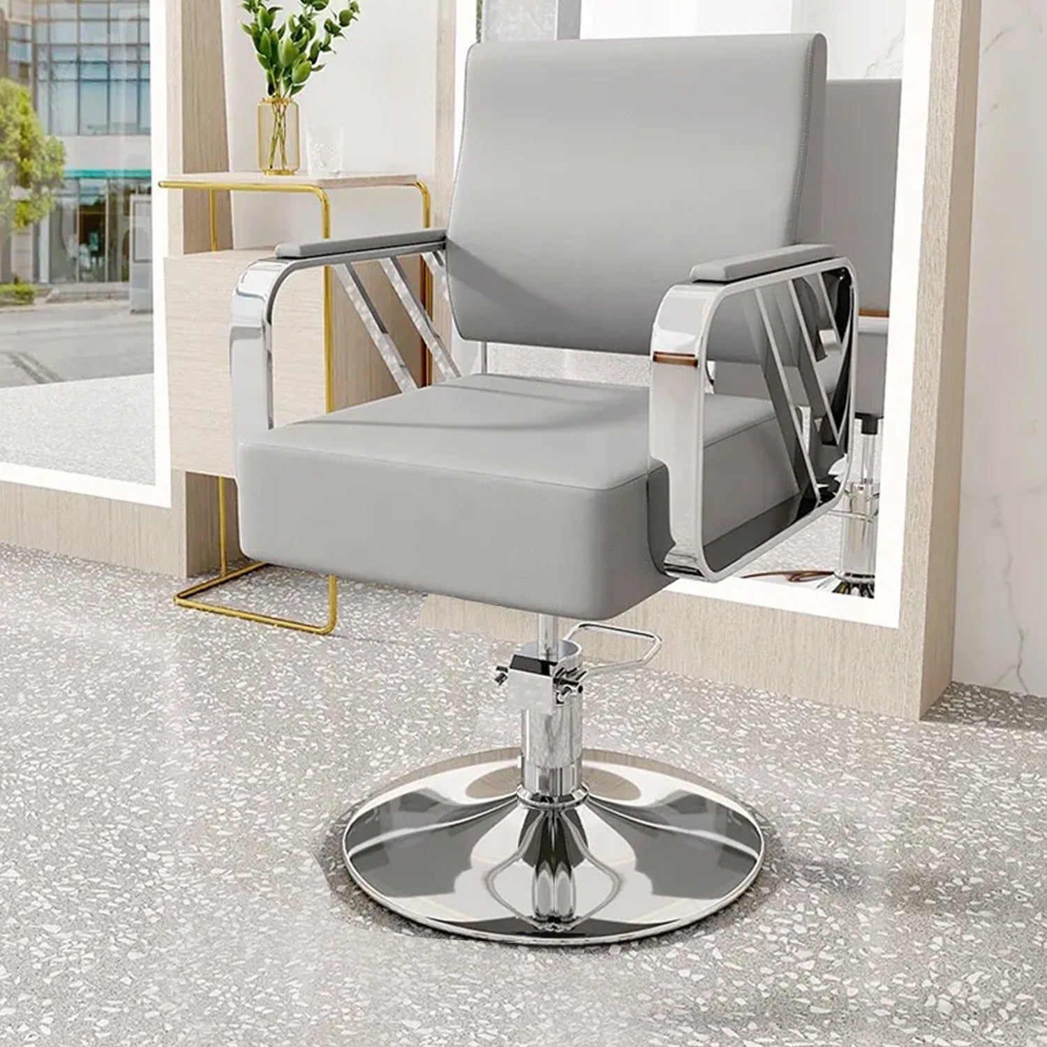 9363A Modern Regular Chair with Hydraulic Lift for Home Office Hotel Cafe Chair (1 Unit Silver & Gold)