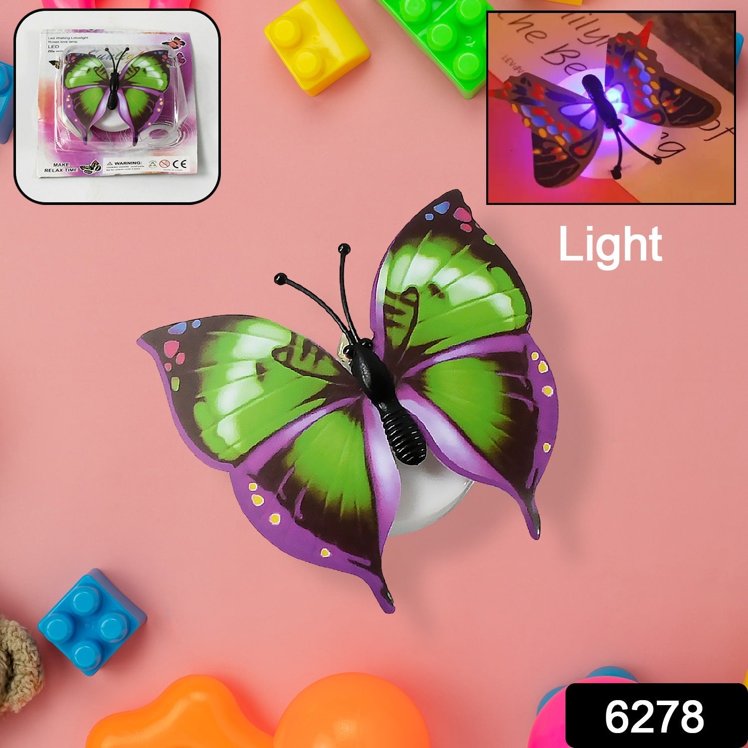 6278 The Butterfly 3D Night Lamp Comes with 3D Illusion Design Suitable for Drawing Room, Lobby.n (Loose)