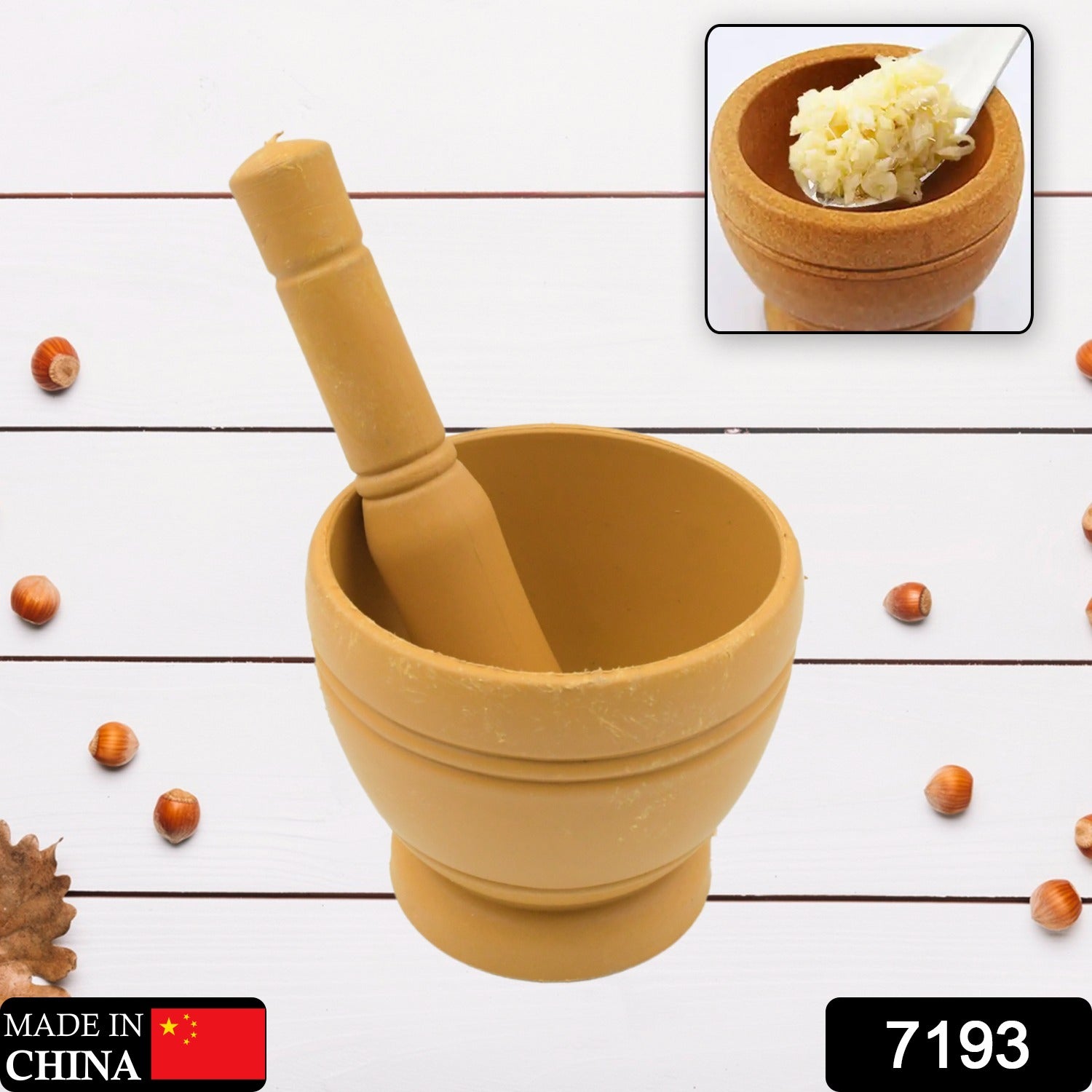 7193 Mortar and Pestle Set for Spices, Okhli Masher, Khalbatta, Kharal, Mixer, Natural & Traditional Grinder and Musal, Well Design for Kitchen, Home, Herb