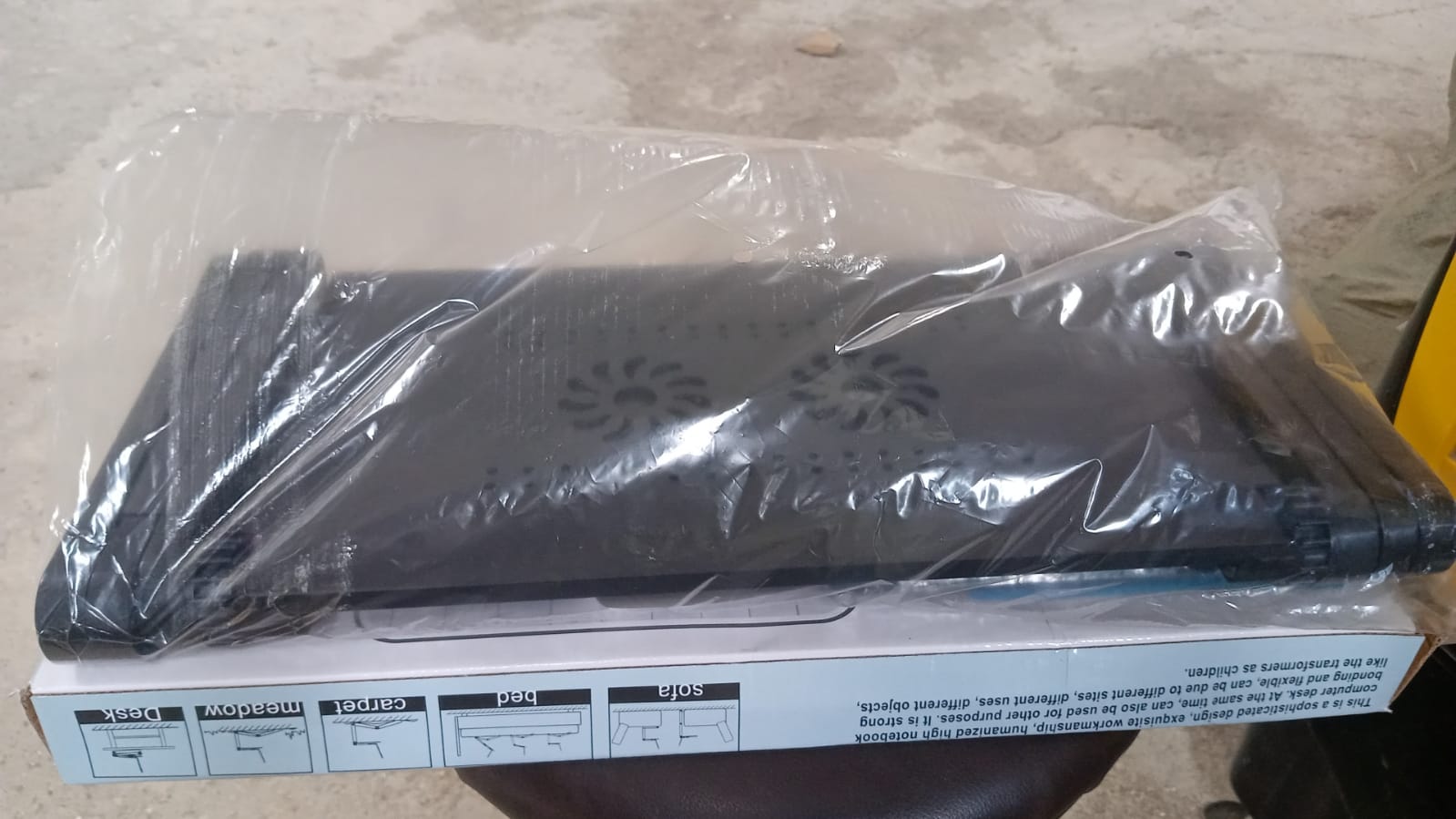 6925 Modern Style Portable Adjustable Foldable Laptop Holder Notebook Desks Lap PC Folding Desk Table Vented Stand 2 Built in Cooling Fans