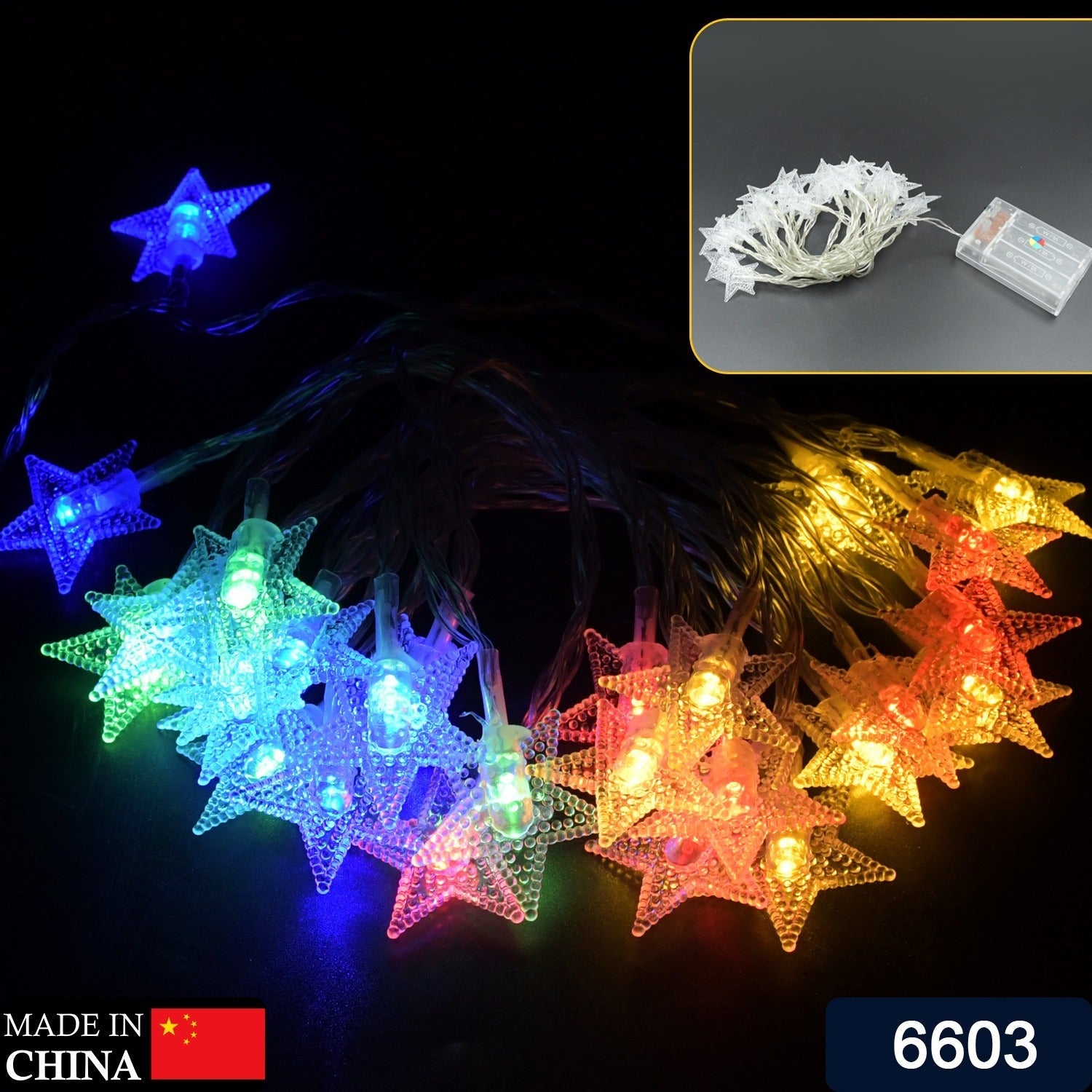 6603 28 LED / Star 3.9 Meter Star Shape Led Light Battery Operated with Flashing Modes for Home Decoration, Kids Room, Waterproof Diwali & Wedding LED Christmas Light Indoor and Outdoor Light ,Festival Decoration (Multicolor Battery Not Included 3.9Mtr)