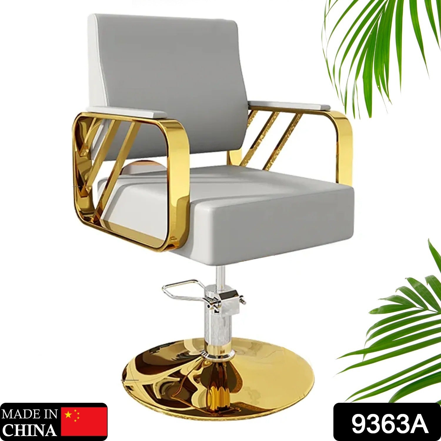 9363A Modern Regular Chair with Hydraulic Lift for Home Office Hotel Cafe Chair (1 Unit Silver & Gold)