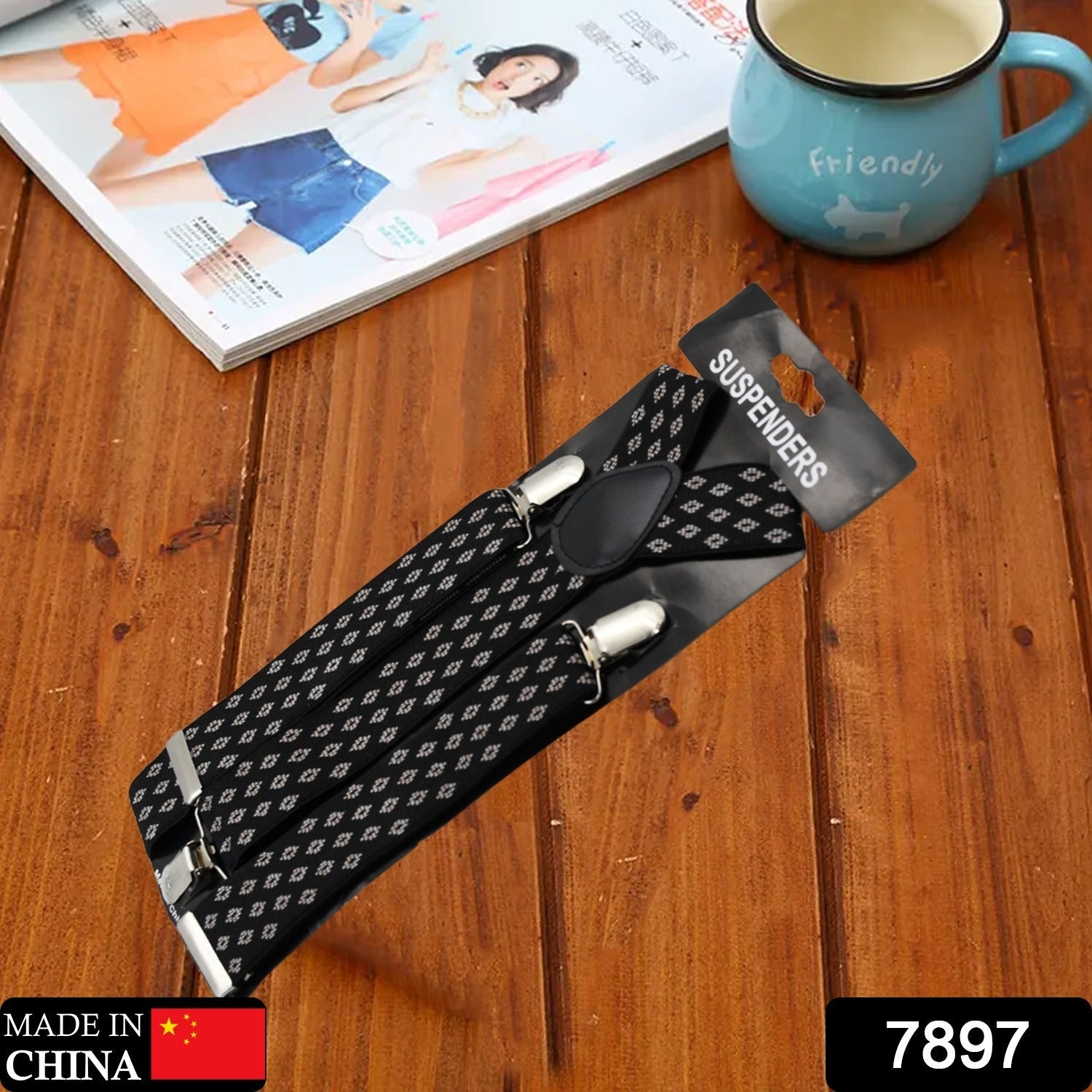 7897 Formal Suspender Men, Women, Boys, Girls Braces Suspenders Heavy Duty 3 Clips Elastic Adjustable Suspenders Elasticity Adjustable