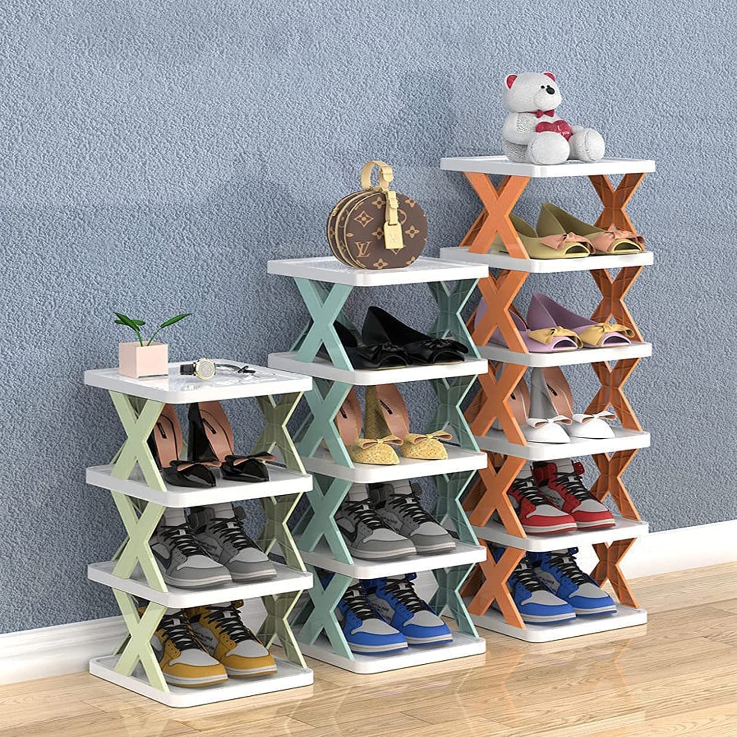 9054A 6 LAYER SHOE RACK DESIGN LIGHTWEIGHT ADJUSTABLE PLASTIC FOLDABLE SHOE CABINET STORAGE PORTABLE FOLDING SPACE SAVING SHOE ORGANIZER HOME AND OFFICE