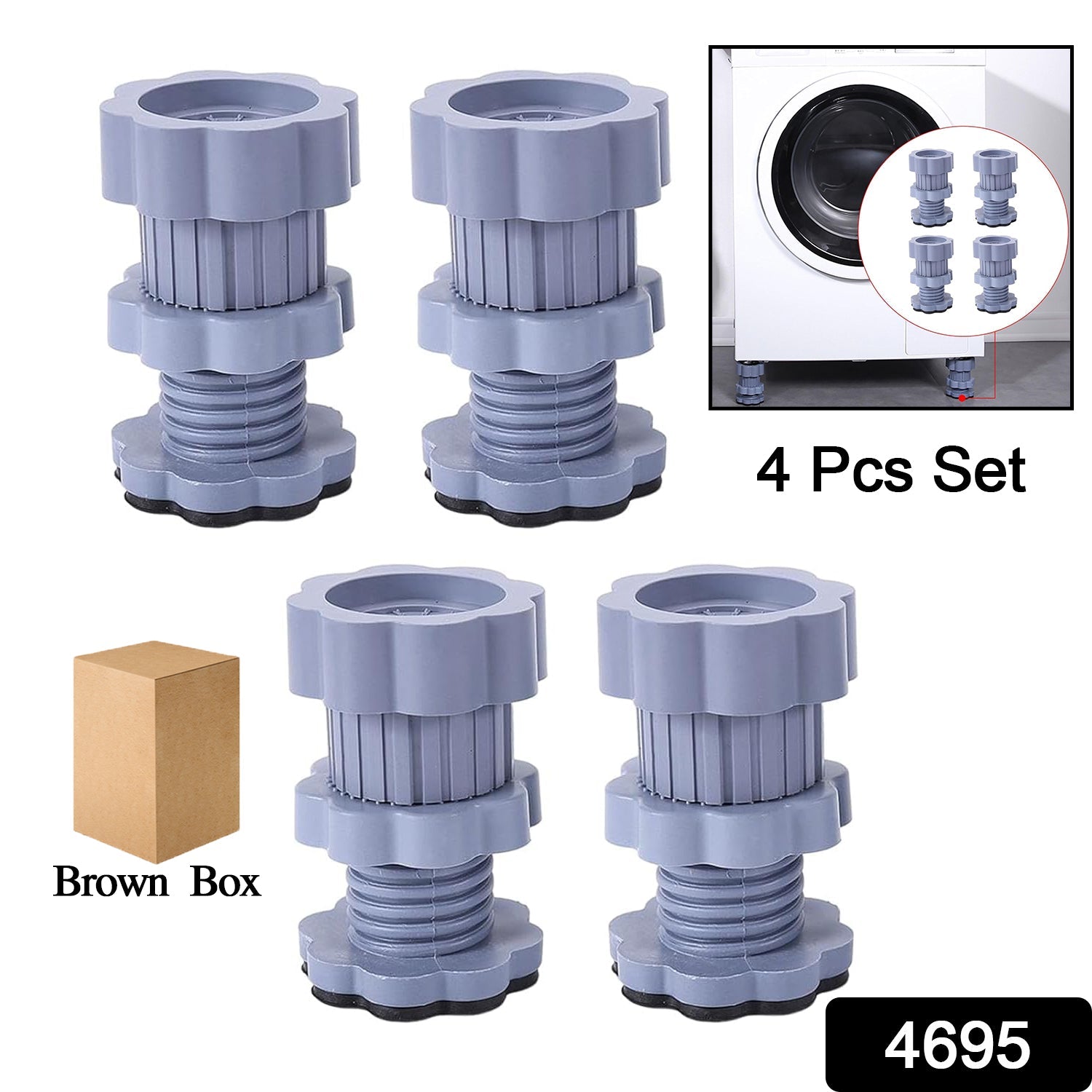 Washing machine support, anti vibration washing machine support adjustable washer anti vibrasion pads, washer & dryer pedestals, Washing Machine Accessory Anti- Skid Pad PVC Lifting Pad Non-Slip ( 4 Pc Set | 1Pc )